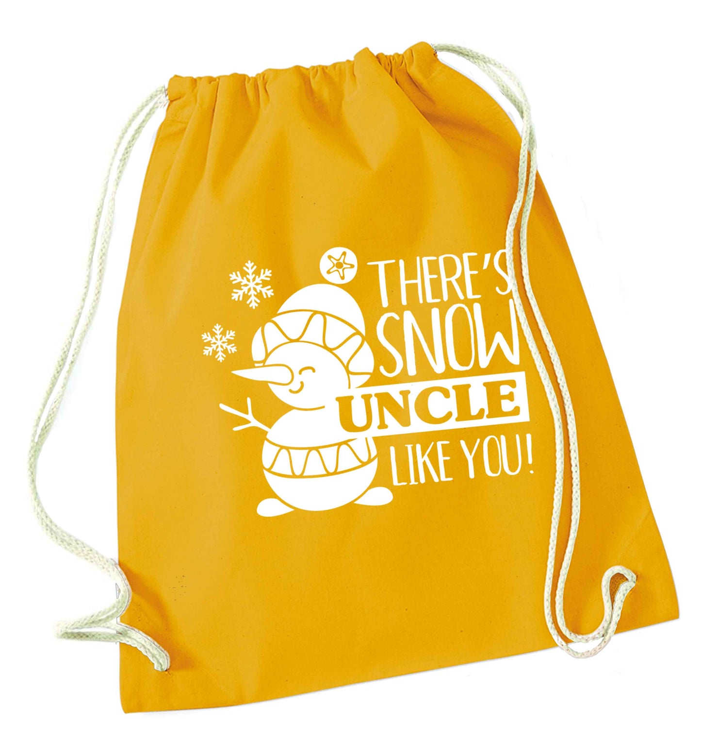 There's snow uncle like you mustard drawstring bag
