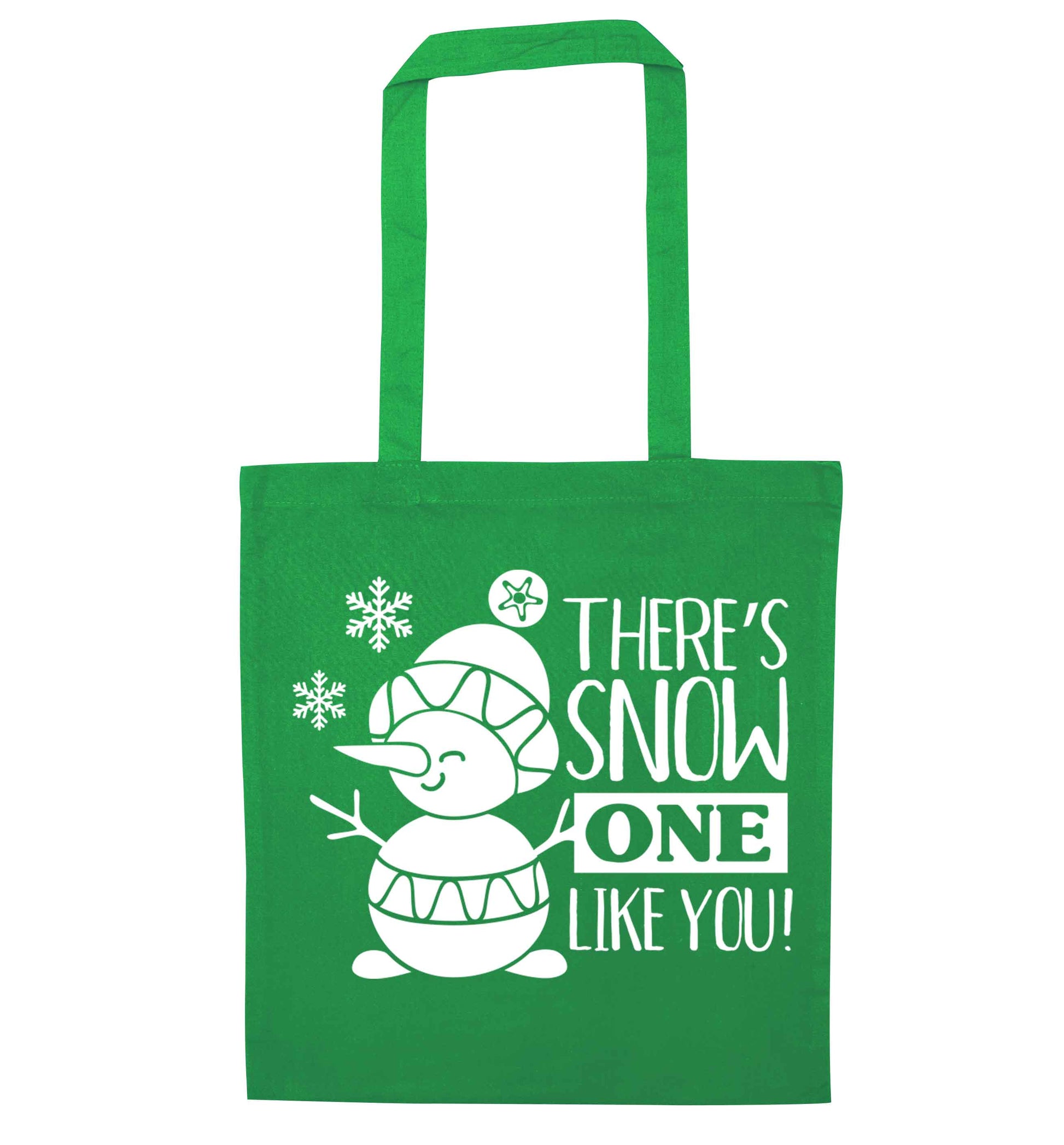 There's snow one like you green tote bag