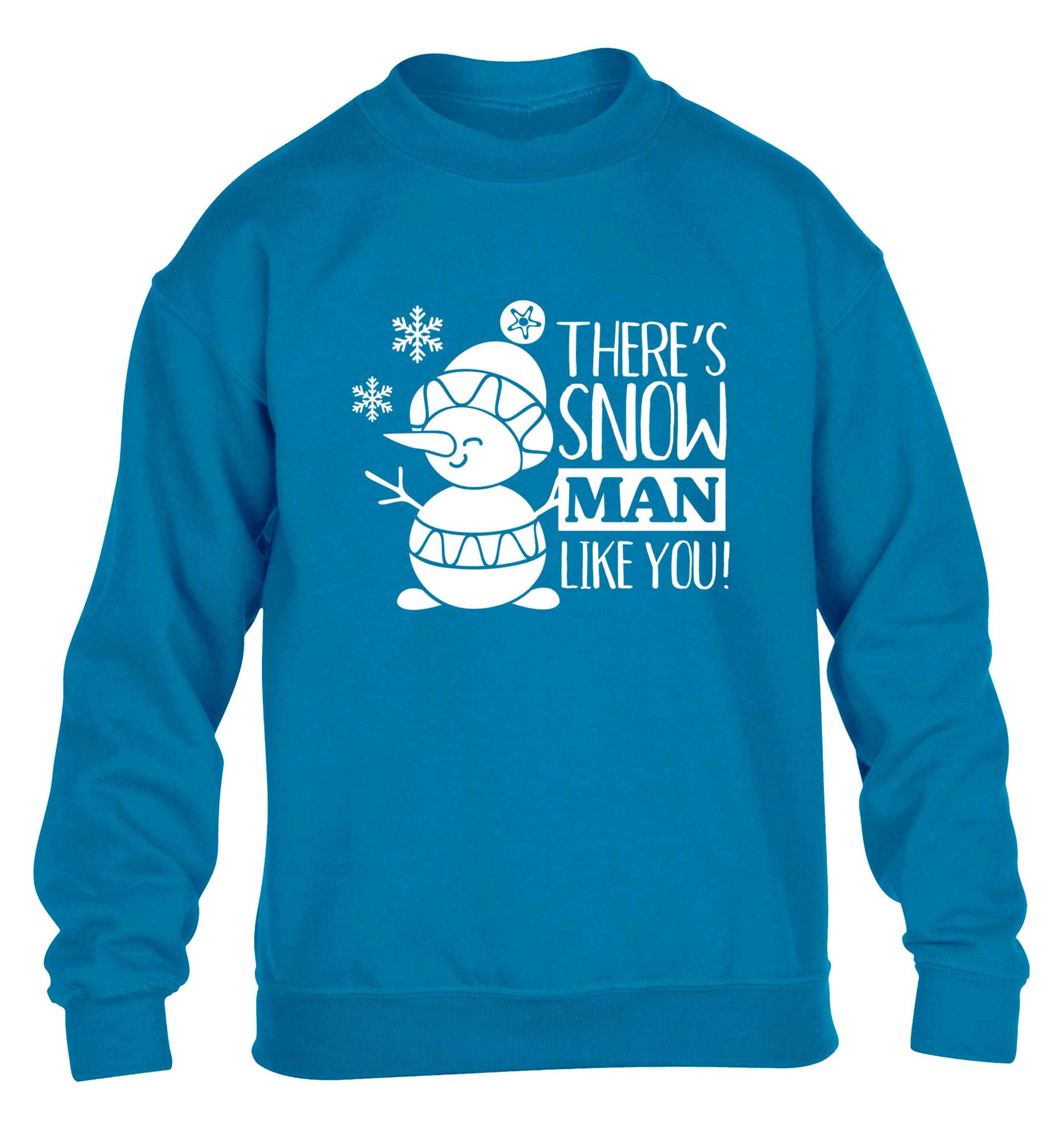 There's snow man like you children's blue sweater 12-13 Years