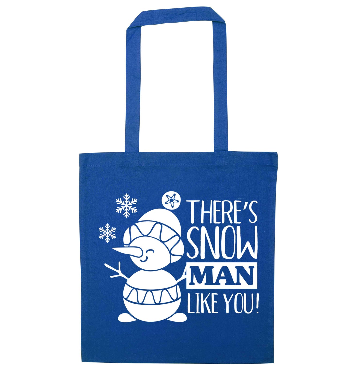 There's snow man like you blue tote bag