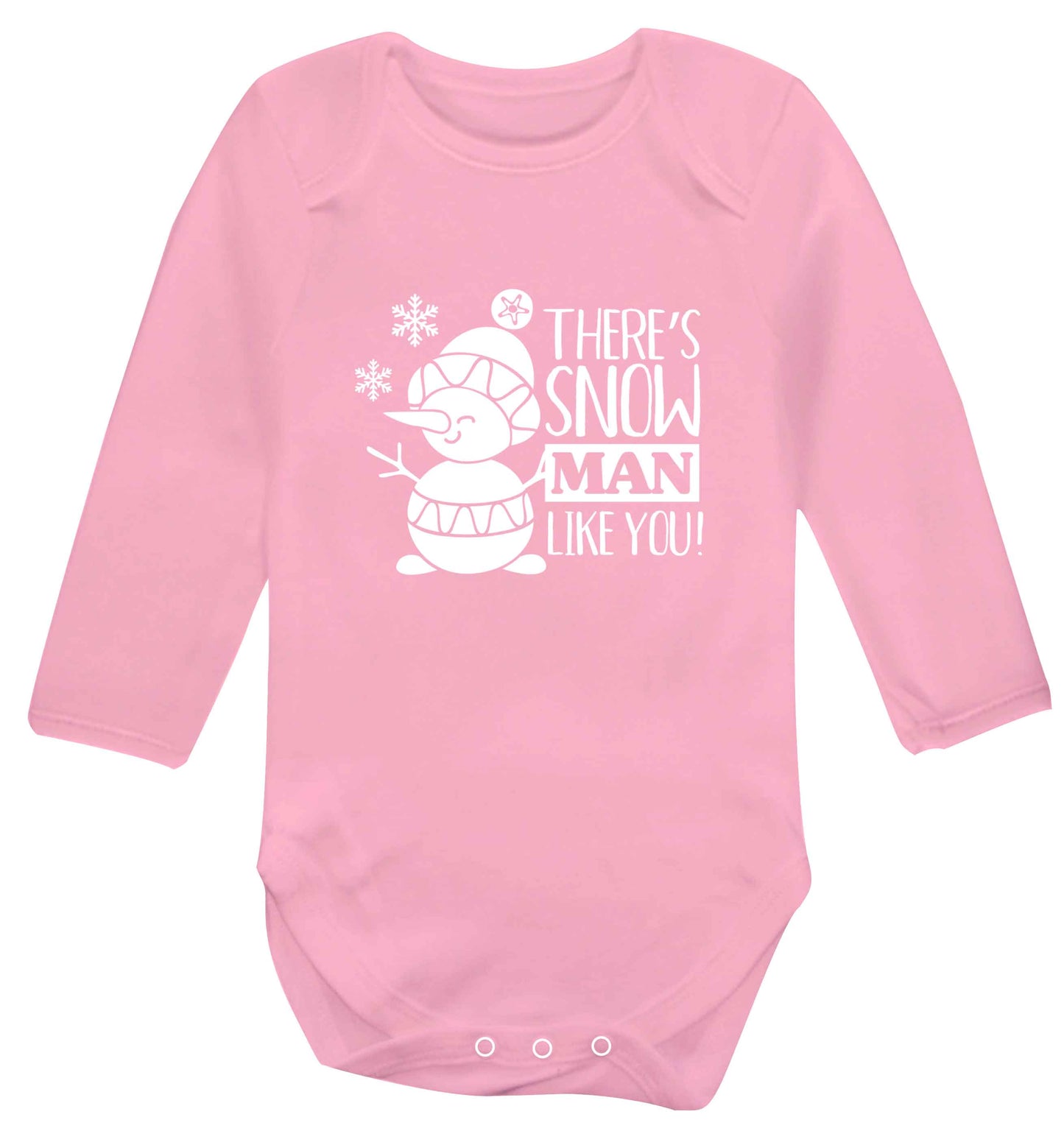 There's snow man like you baby vest long sleeved pale pink 6-12 months