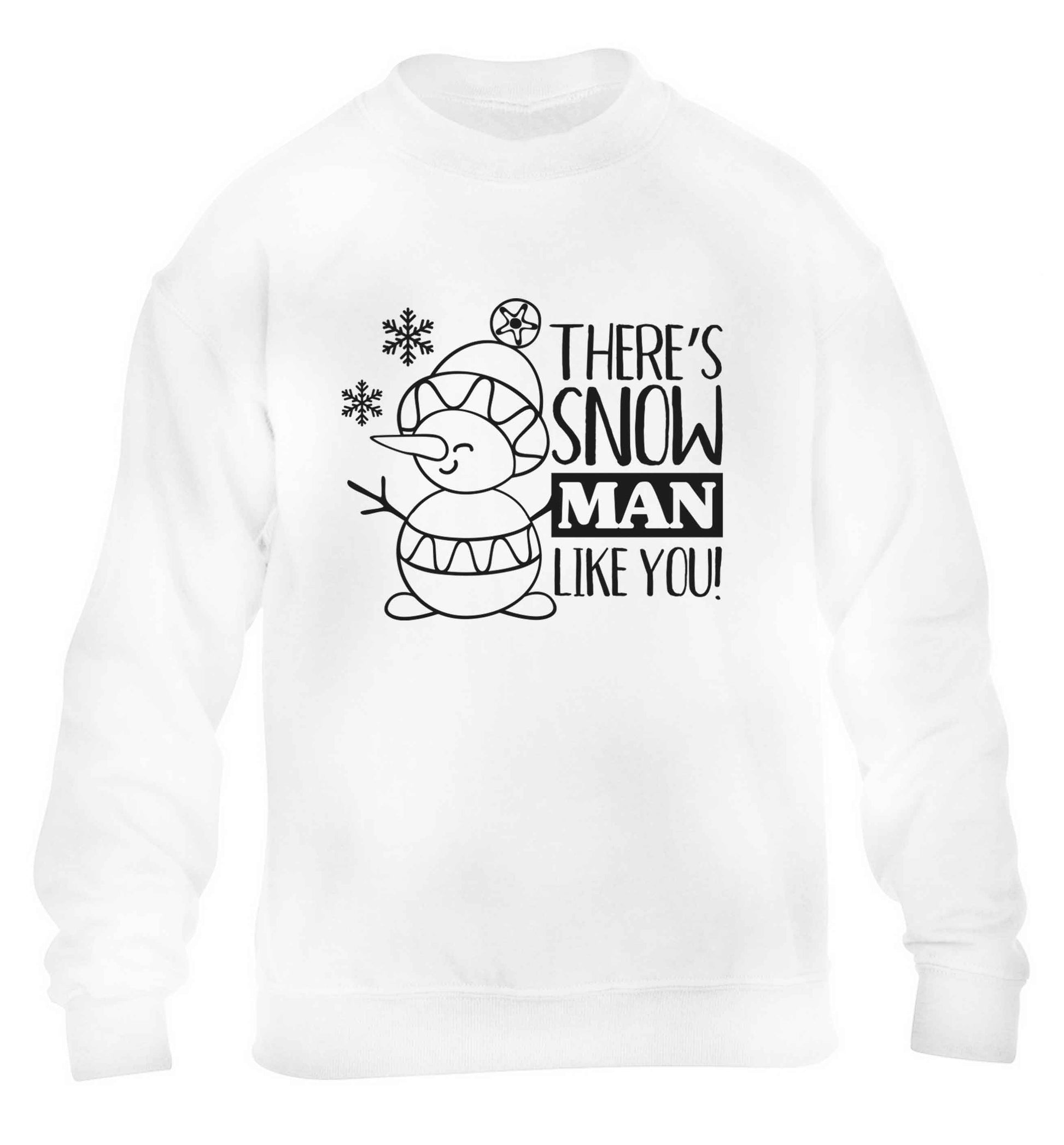 There's snow man like you children's white sweater 12-13 Years