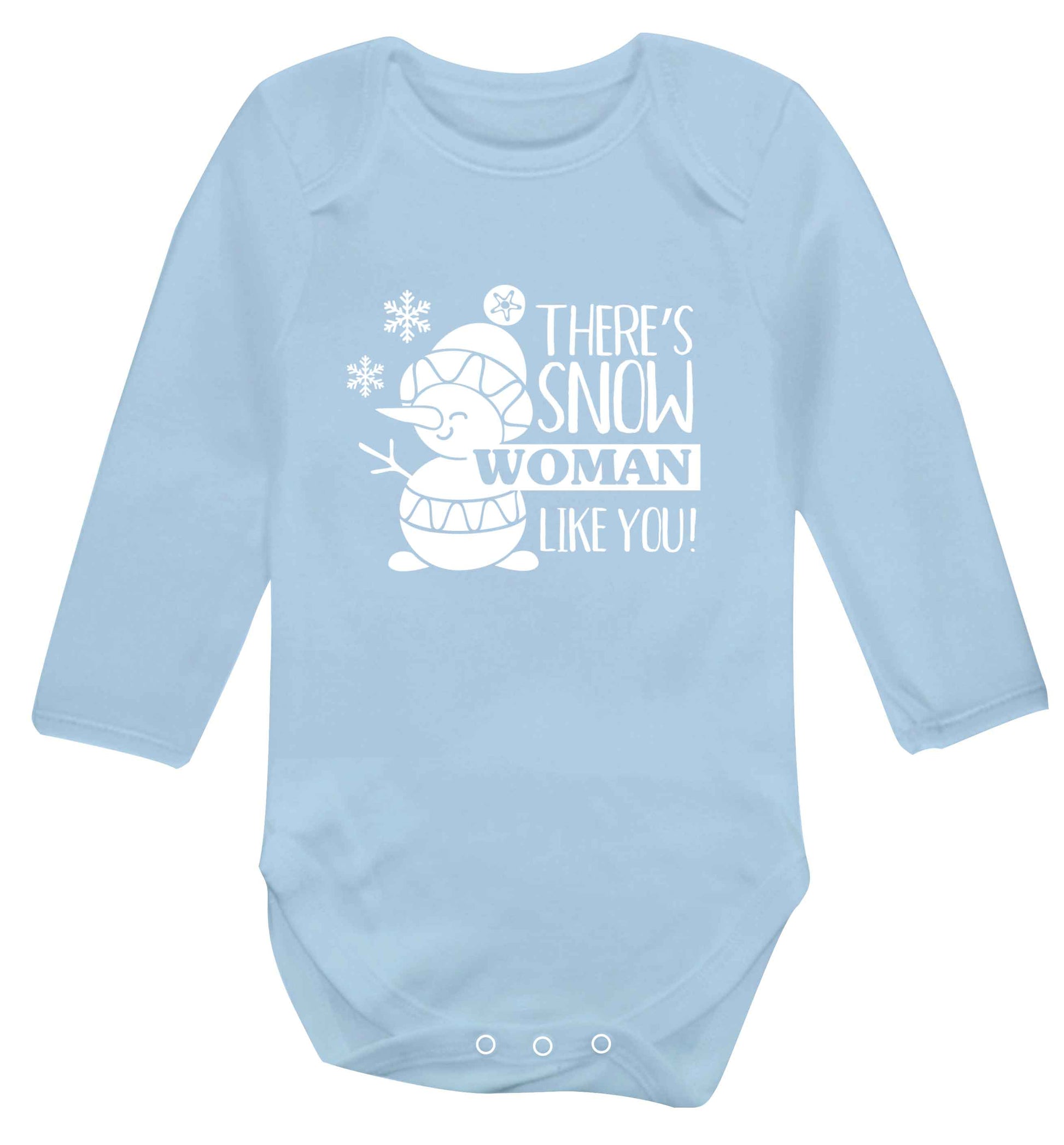 There's snow woman like you baby vest long sleeved pale blue 6-12 months