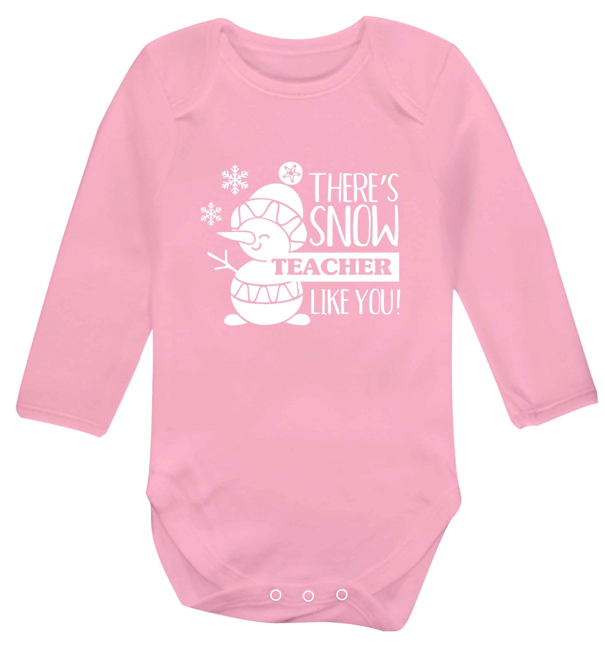 There's snow teacher like you baby vest long sleeved pale pink 6-12 months