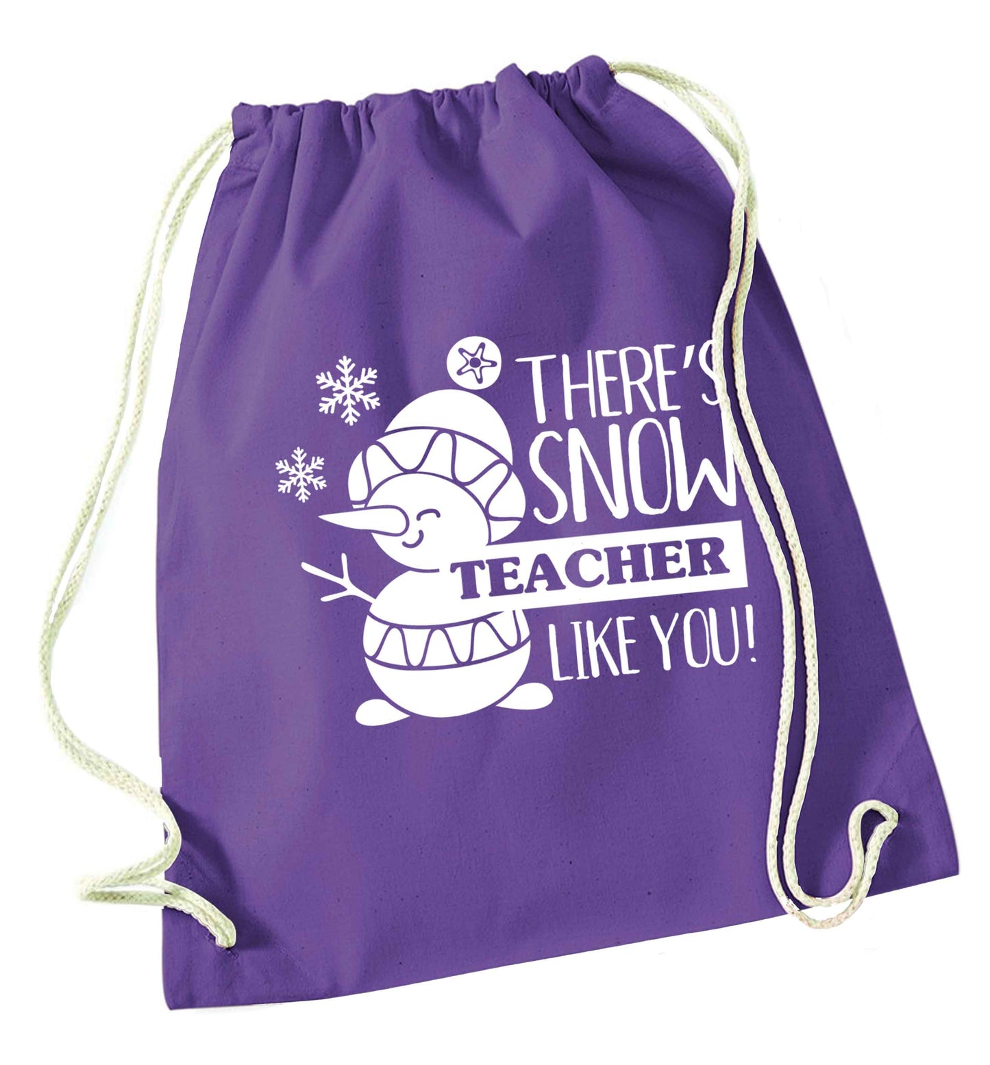 There's snow teacher like you purple drawstring bag