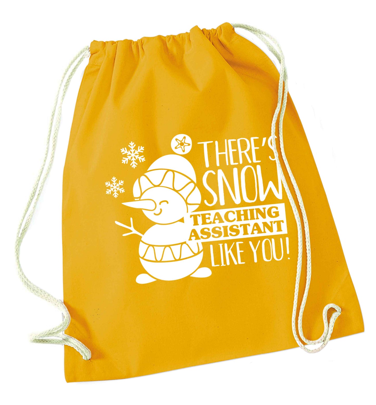 There's snow teaching assistant like you mustard drawstring bag