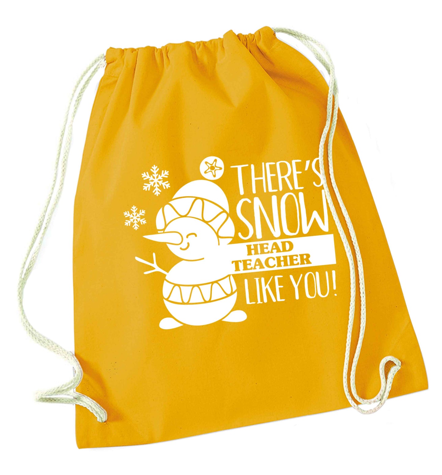 There's snow head teacher like you mustard drawstring bag