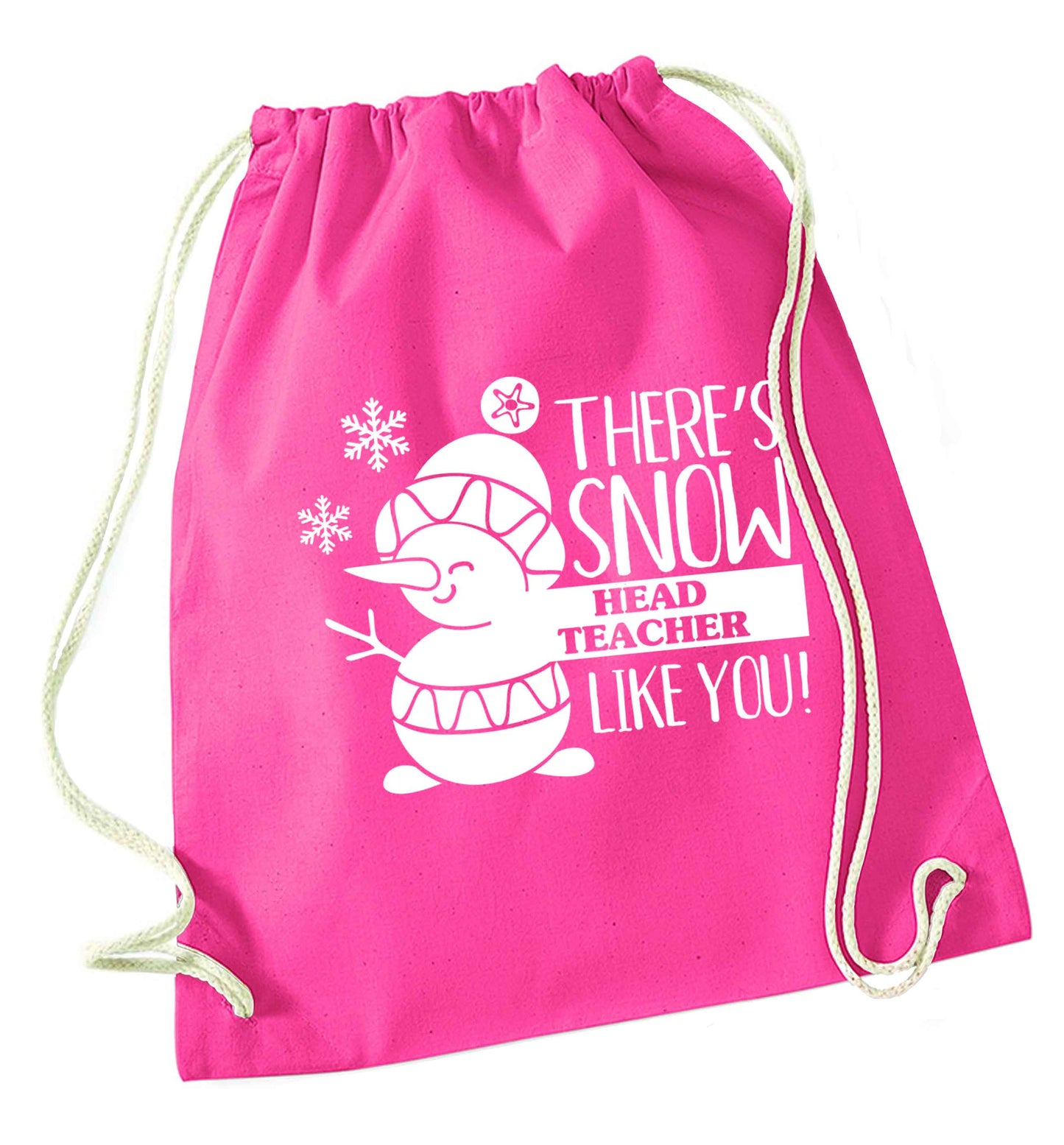 There's snow head teacher like you pink drawstring bag