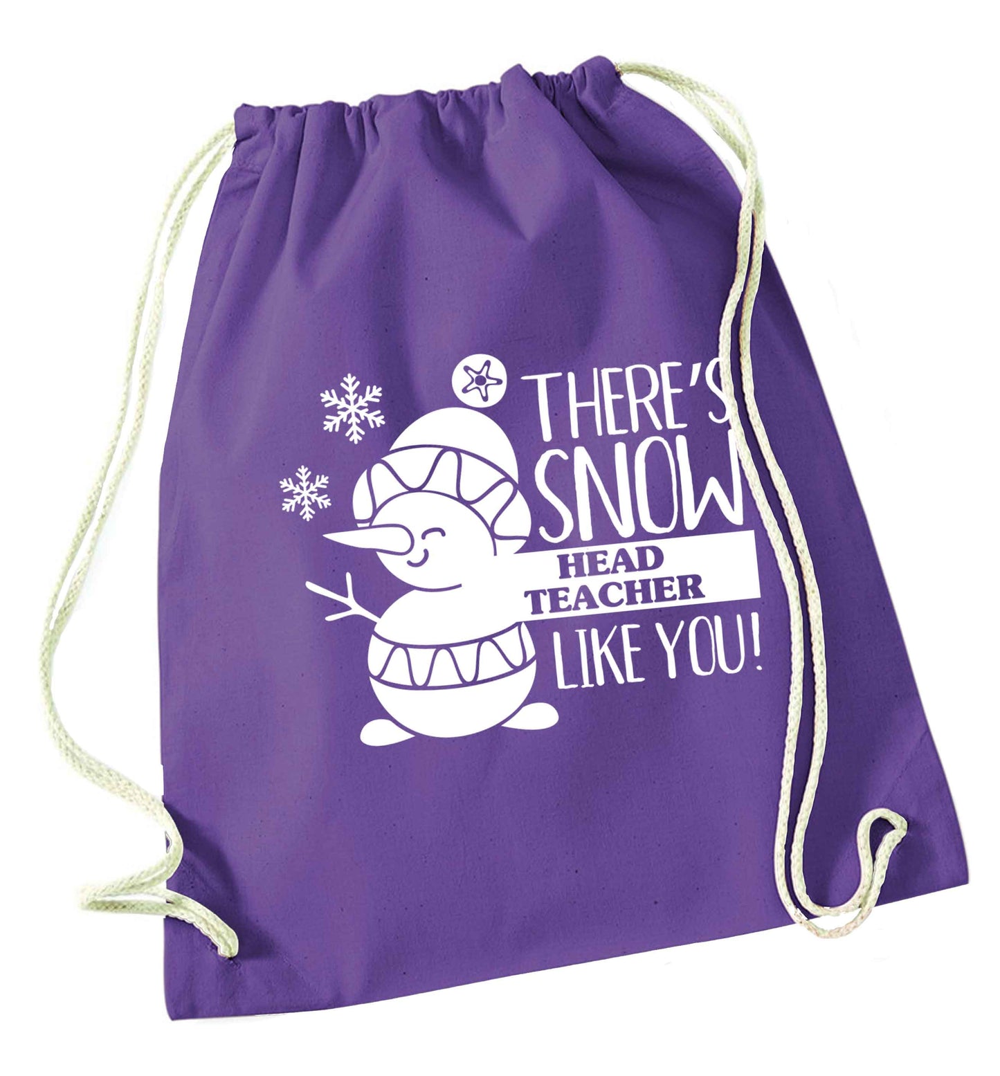 There's snow head teacher like you purple drawstring bag