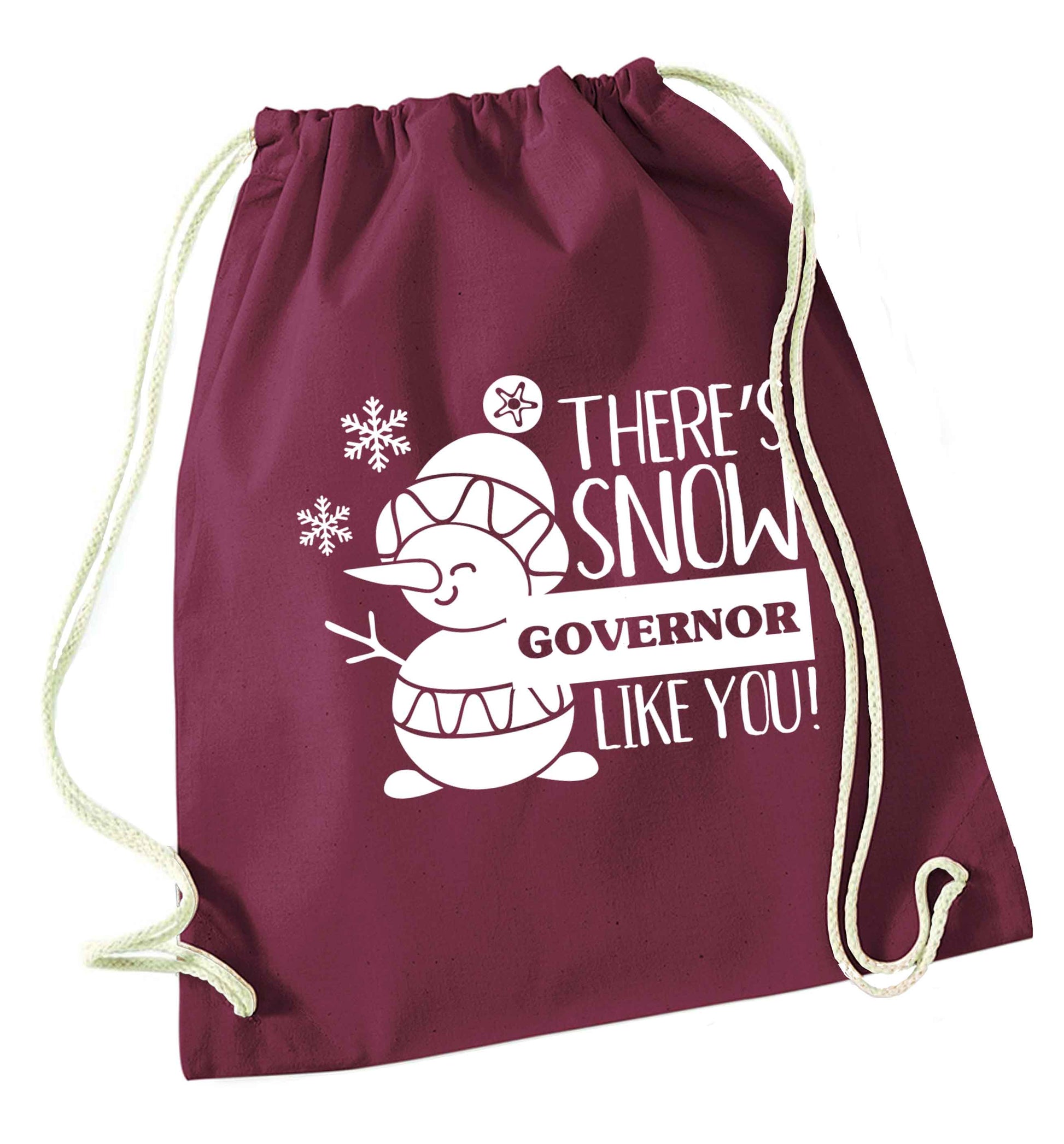 There's snow governor like you maroon drawstring bag