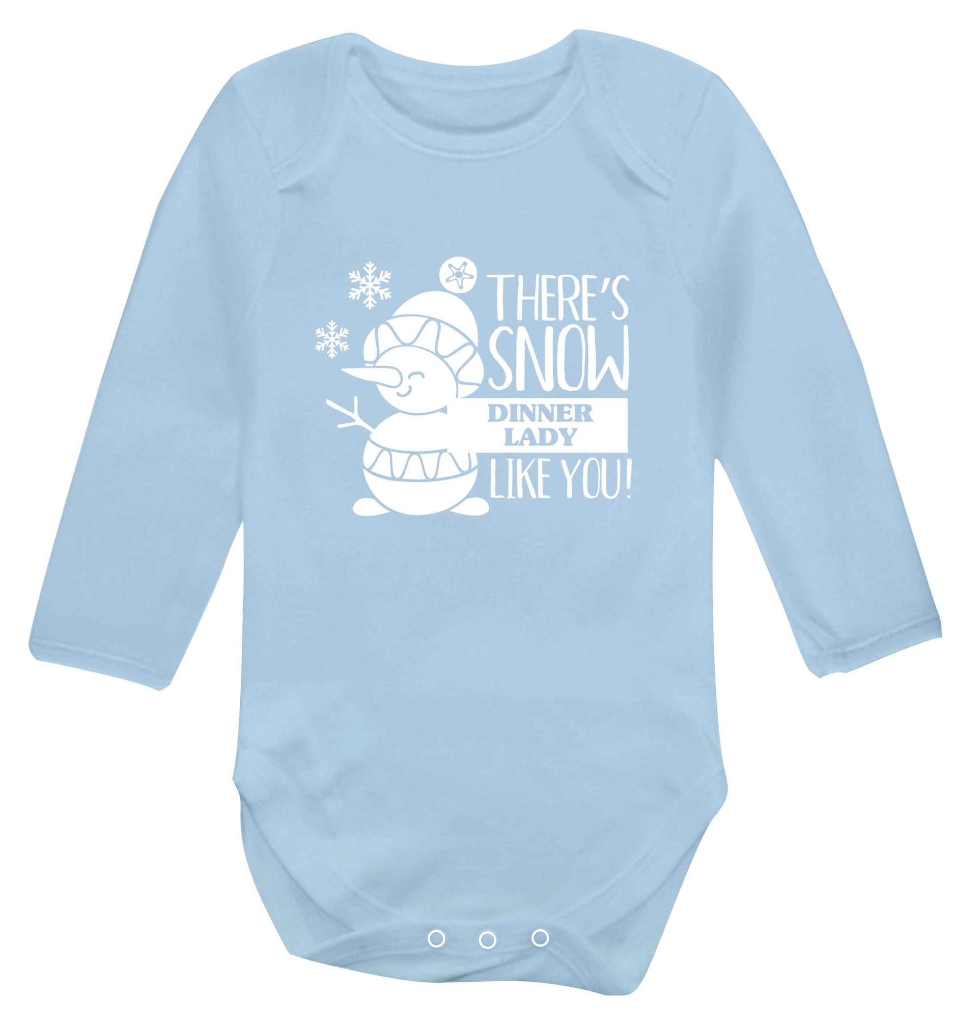 There's snow dinner lady like you baby vest long sleeved pale blue 6-12 months