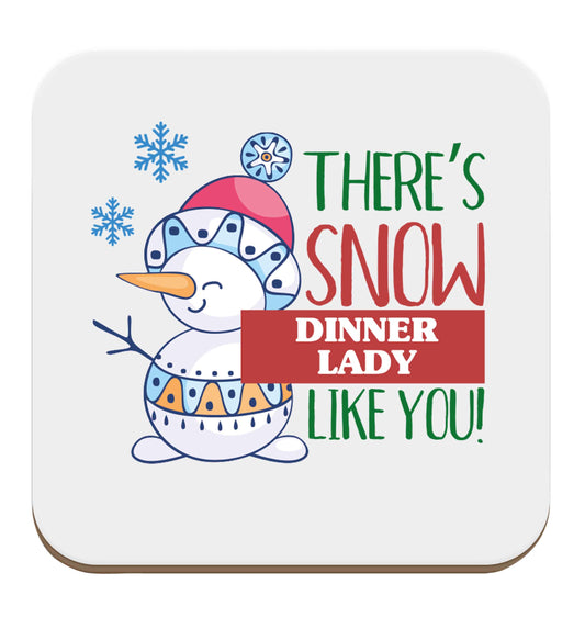 There's snow dinner lady like you set of four coasters