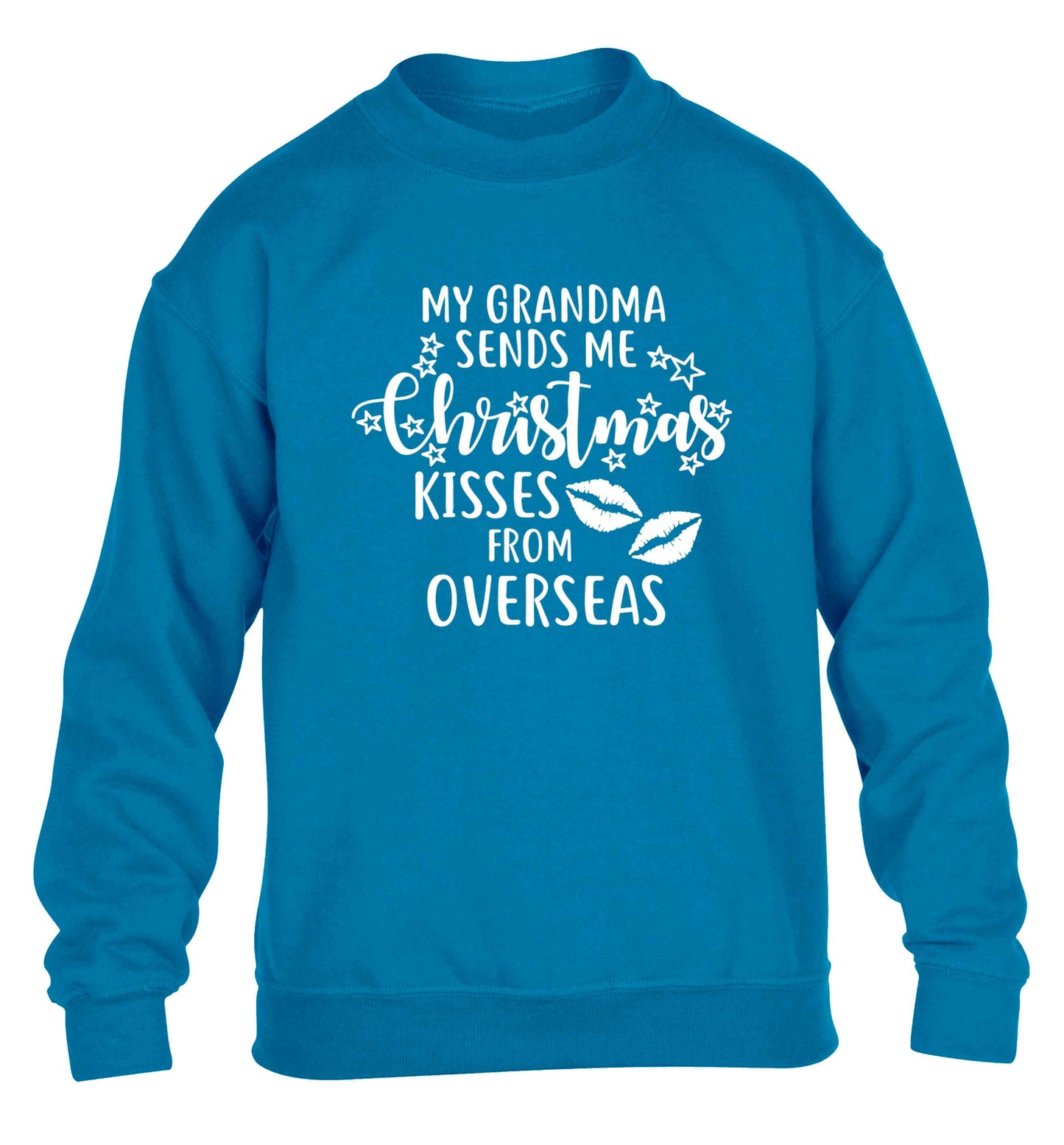 Grandma Christmas Kisses Overseas children's blue sweater 12-13 Years