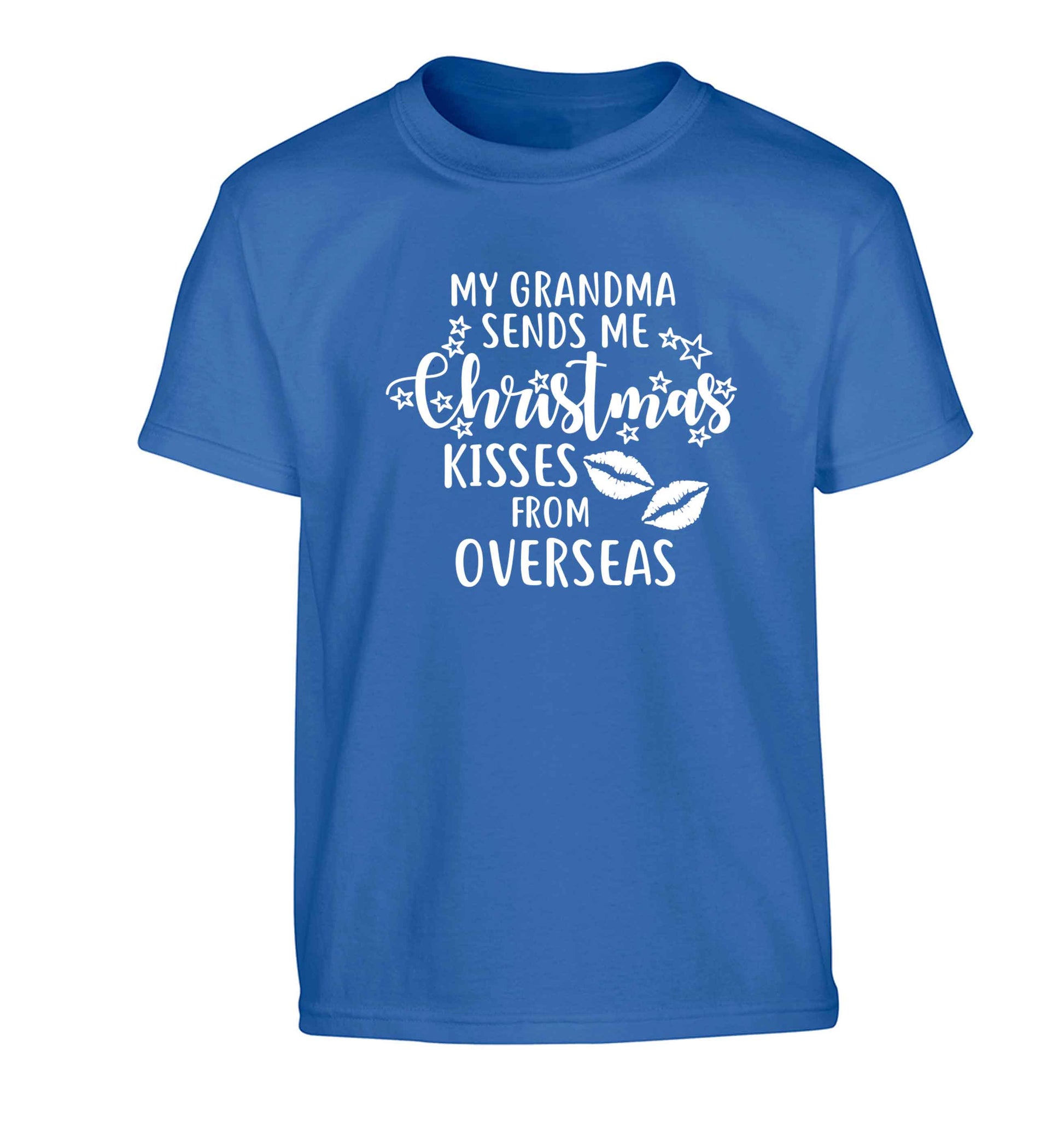 Grandma Christmas Kisses Overseas Children's blue Tshirt 12-13 Years