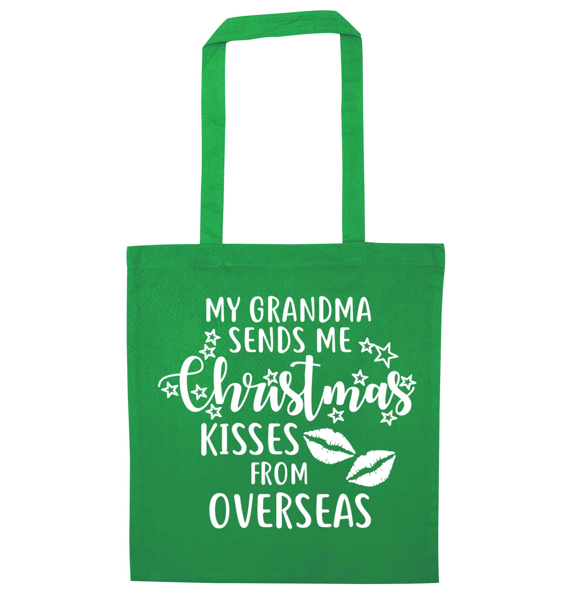 Grandma Christmas Kisses Overseas green tote bag
