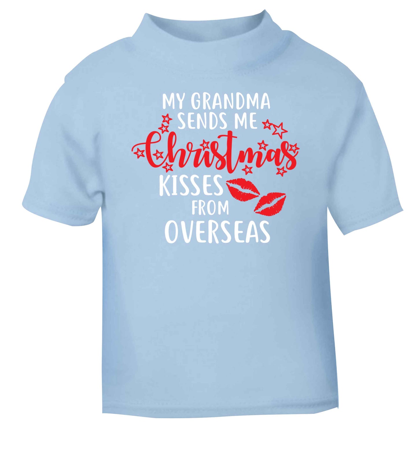 Grandma Christmas Kisses Overseas light blue baby toddler Tshirt 2 Years