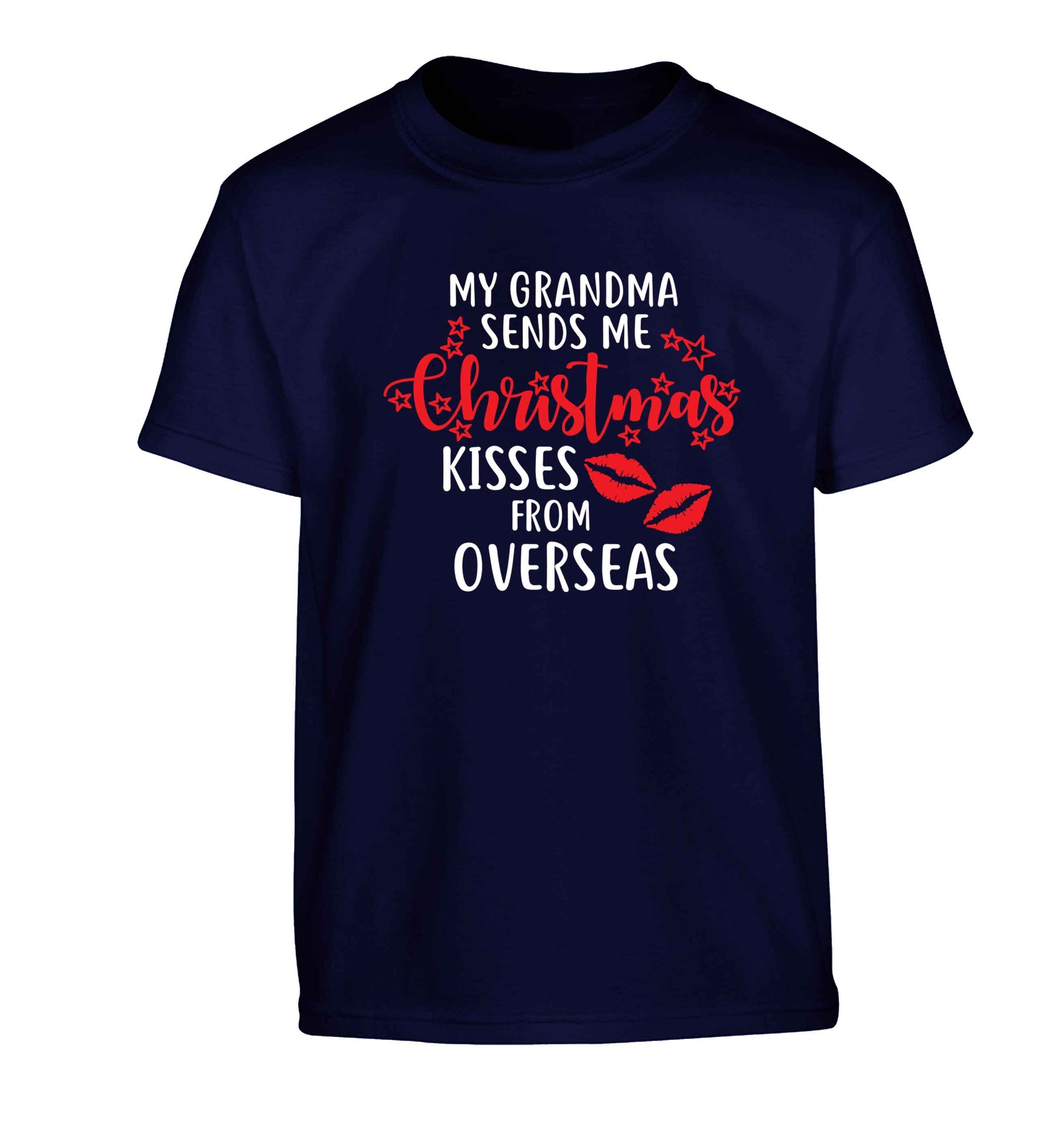 Grandma Christmas Kisses Overseas Children's navy Tshirt 12-13 Years