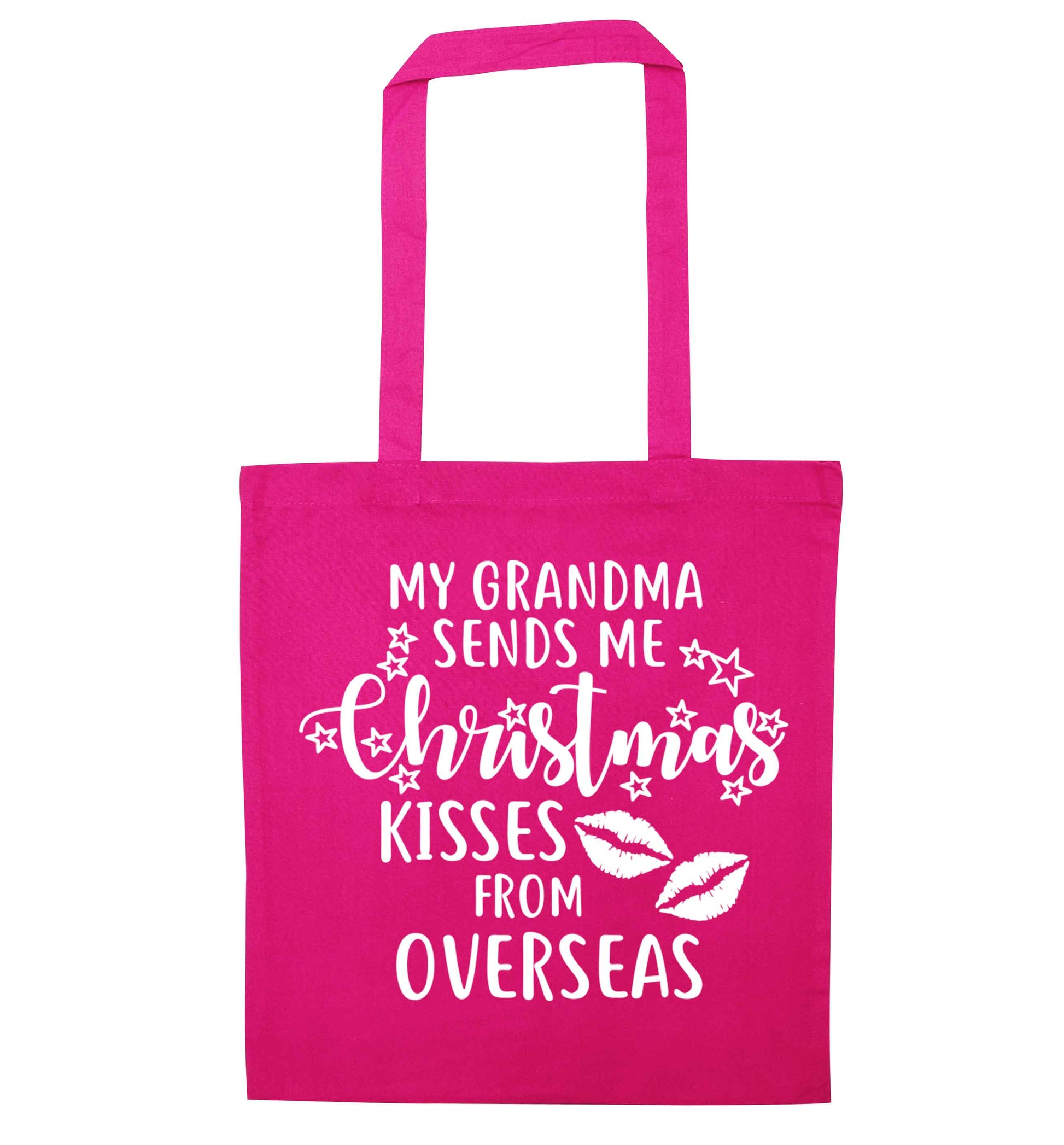Grandma Christmas Kisses Overseas pink tote bag