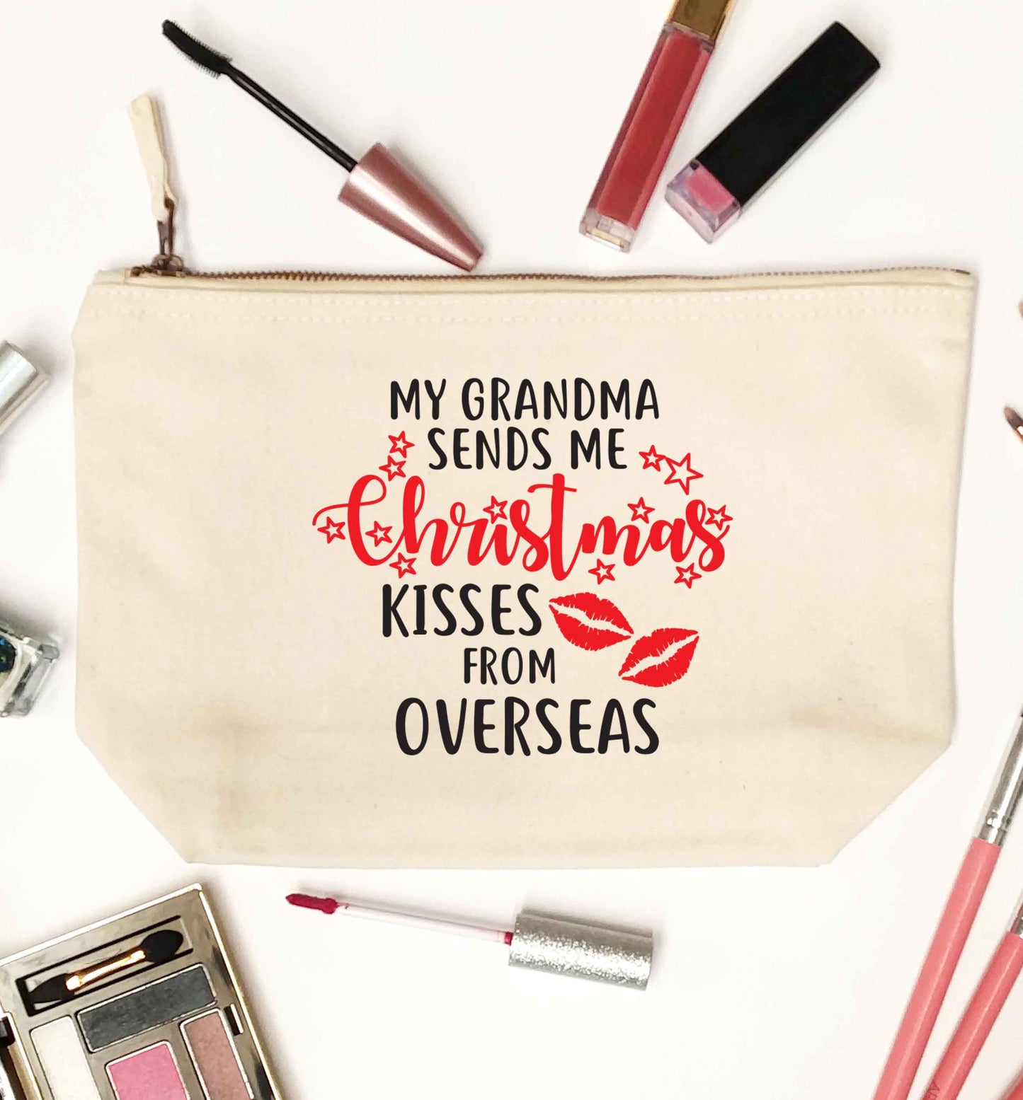 Grandma Christmas Kisses Overseas natural makeup bag