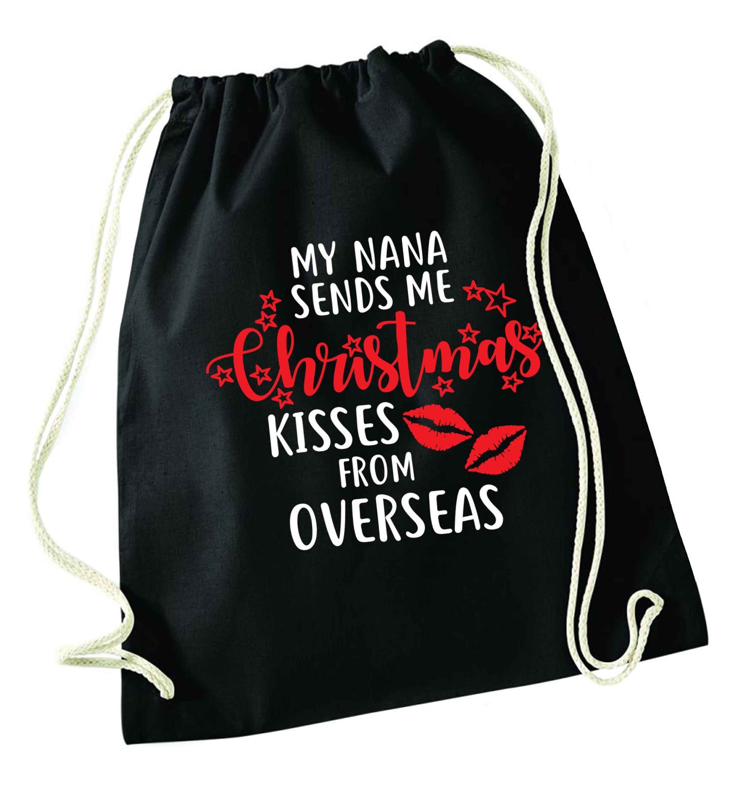 Grandma Christmas Kisses Overseas black drawstring bag