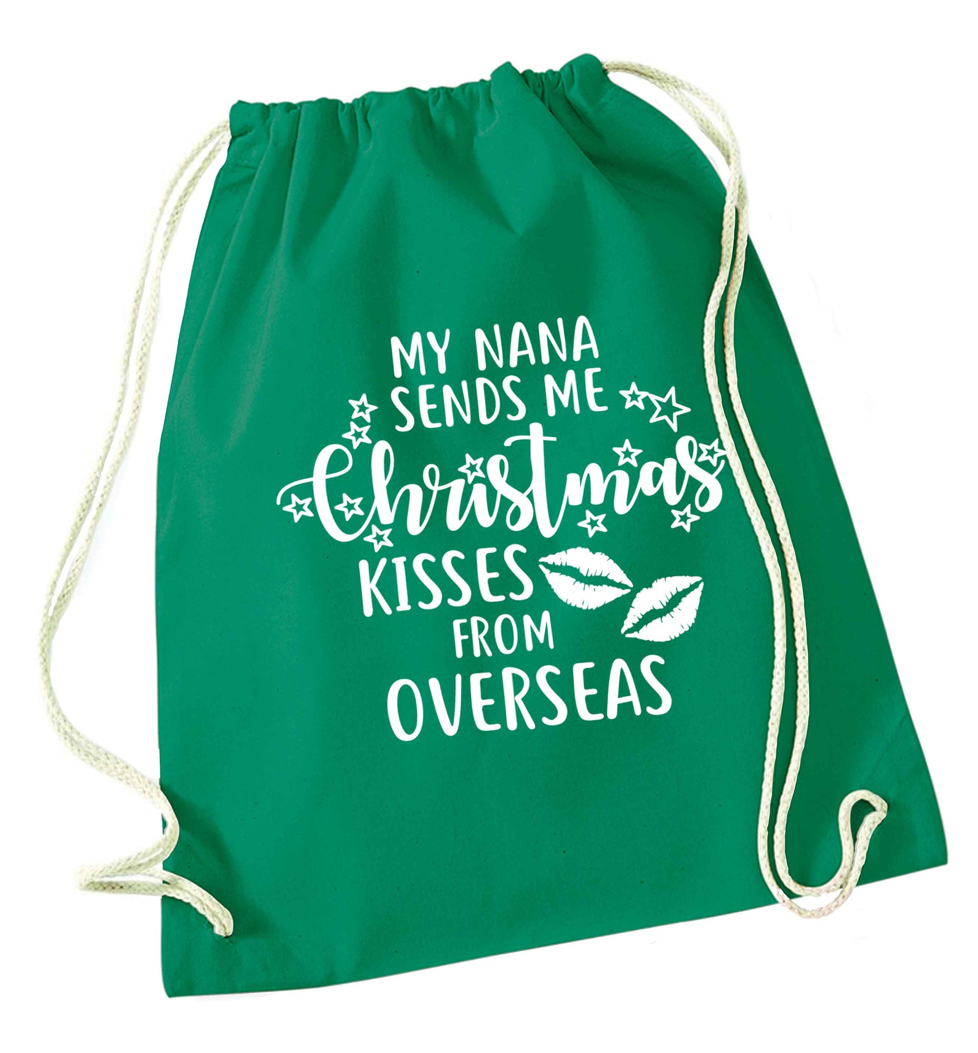 Grandma Christmas Kisses Overseas green drawstring bag