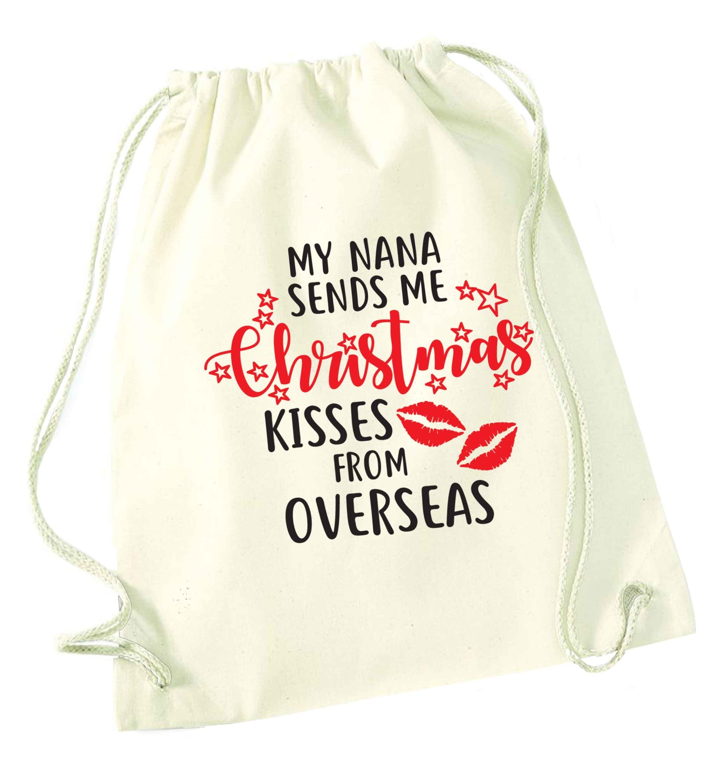 Grandma Christmas Kisses Overseas natural drawstring bag