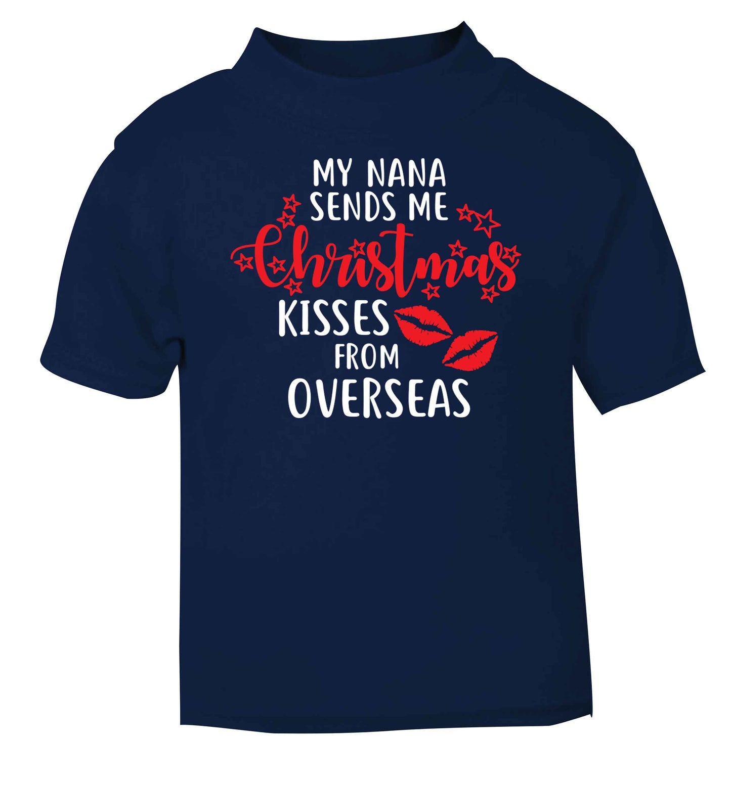 Grandma Christmas Kisses Overseas navy baby toddler Tshirt 2 Years