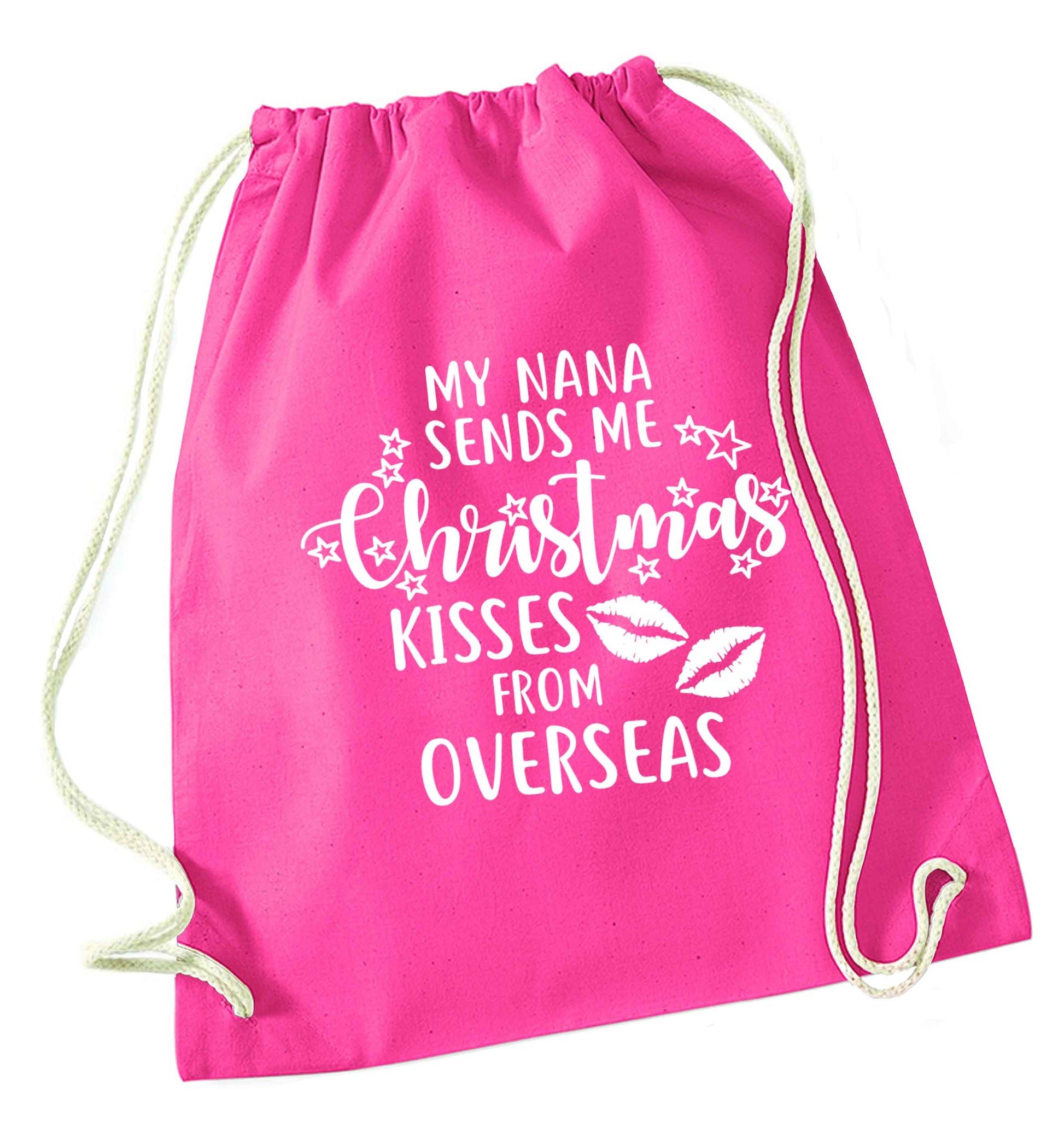 Grandma Christmas Kisses Overseas pink drawstring bag