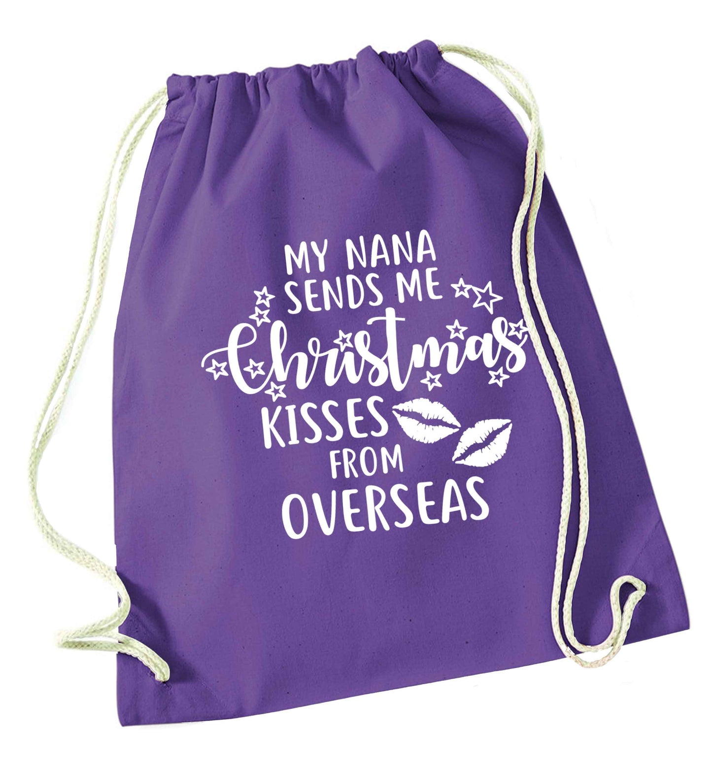 Grandma Christmas Kisses Overseas purple drawstring bag