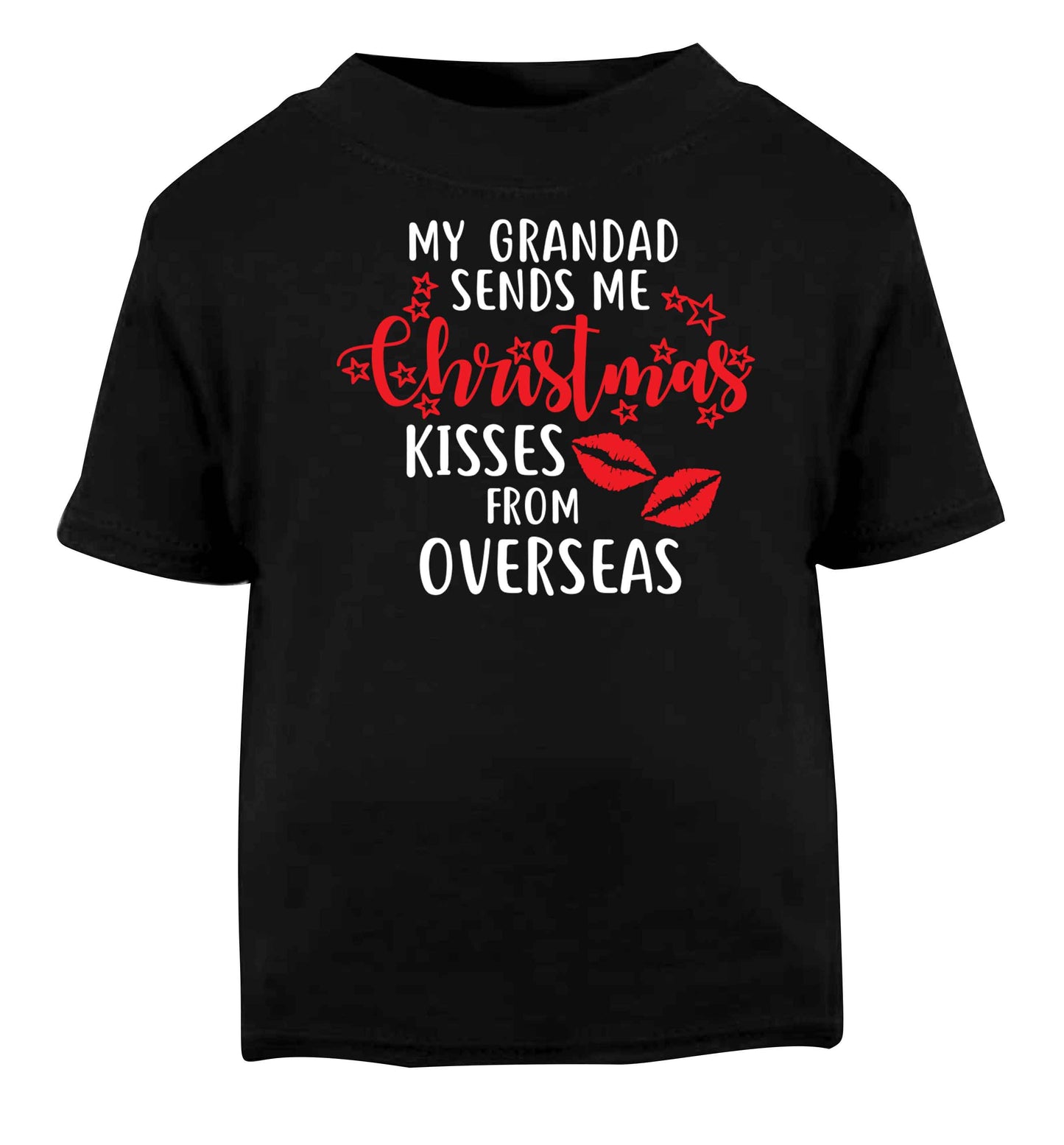 Grandad Christmas Kisses Overseas Black baby toddler Tshirt 2 years