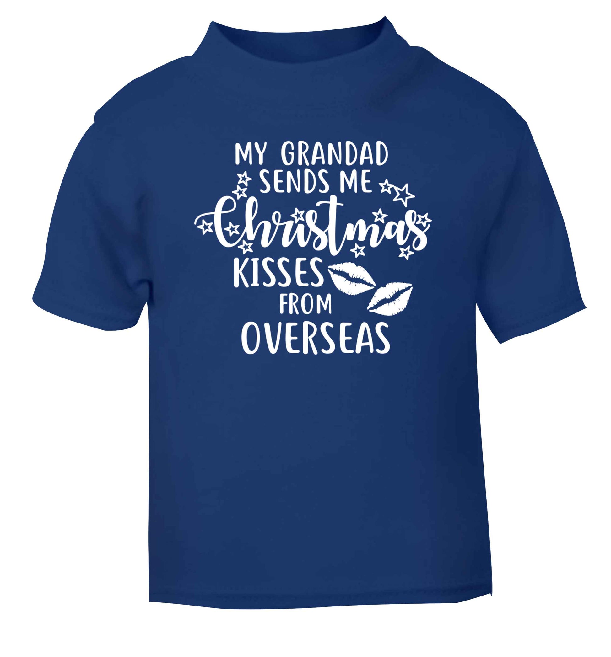 Grandad Christmas Kisses Overseas blue baby toddler Tshirt 2 Years