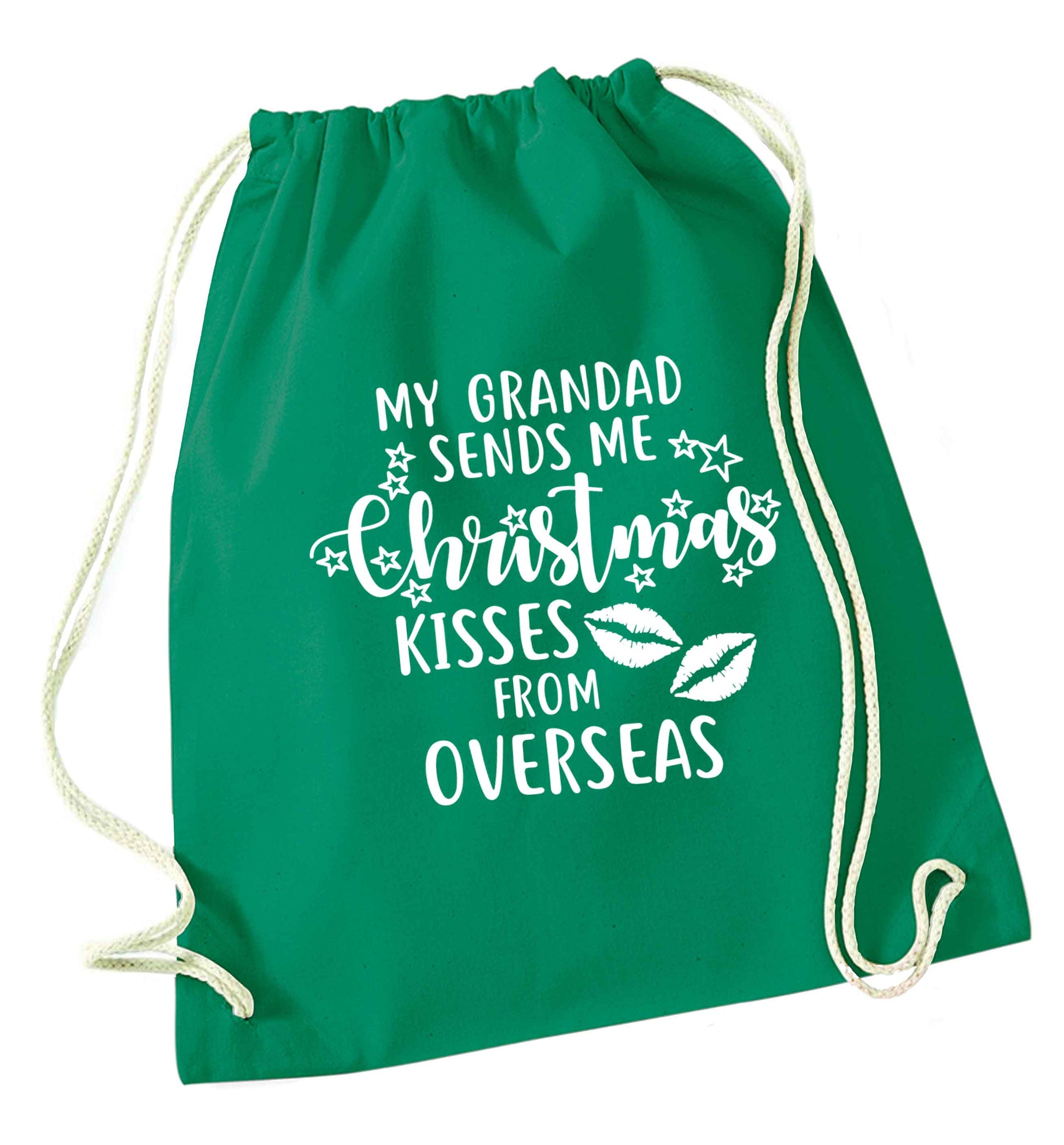 Grandad Christmas Kisses Overseas green drawstring bag