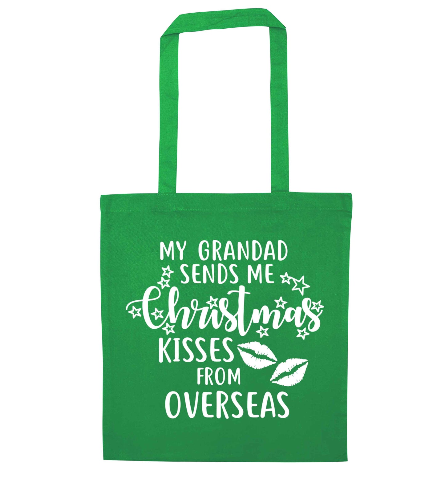 Grandad Christmas Kisses Overseas green tote bag