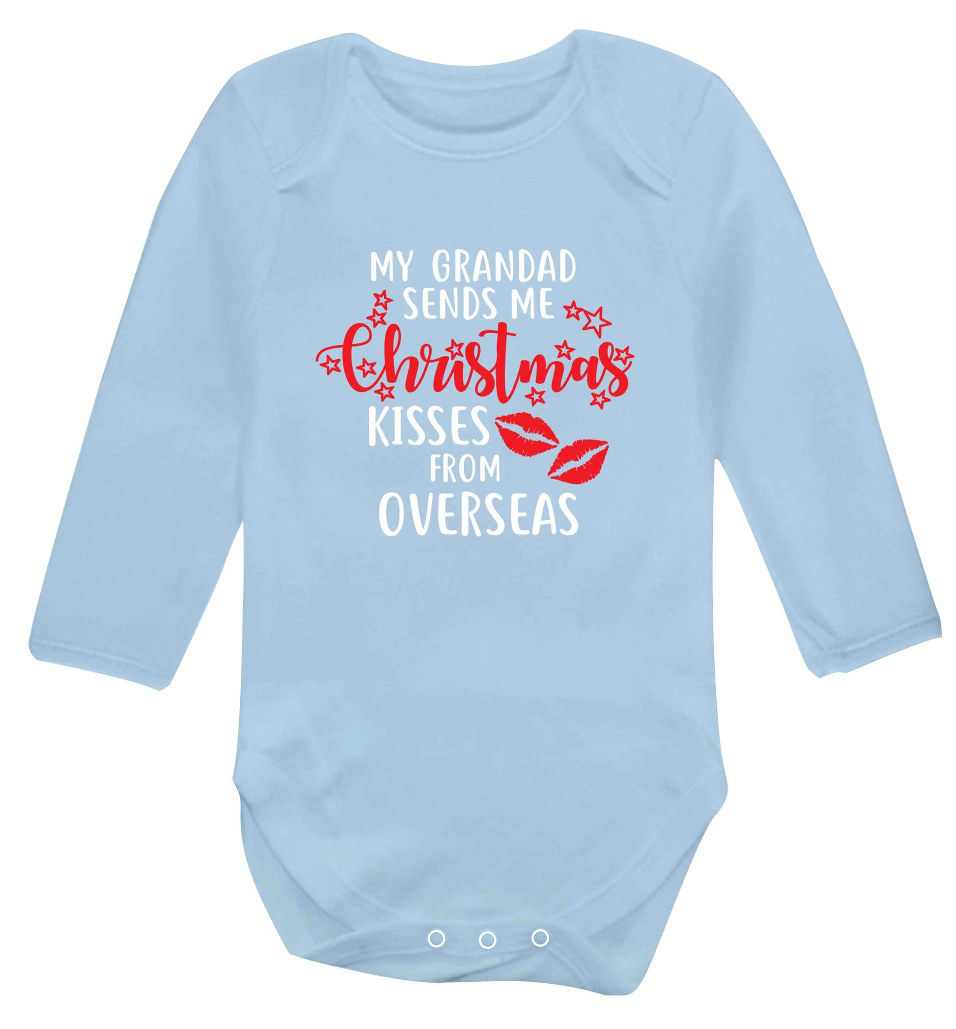 Grandad Christmas Kisses Overseas baby vest long sleeved pale blue 6-12 months