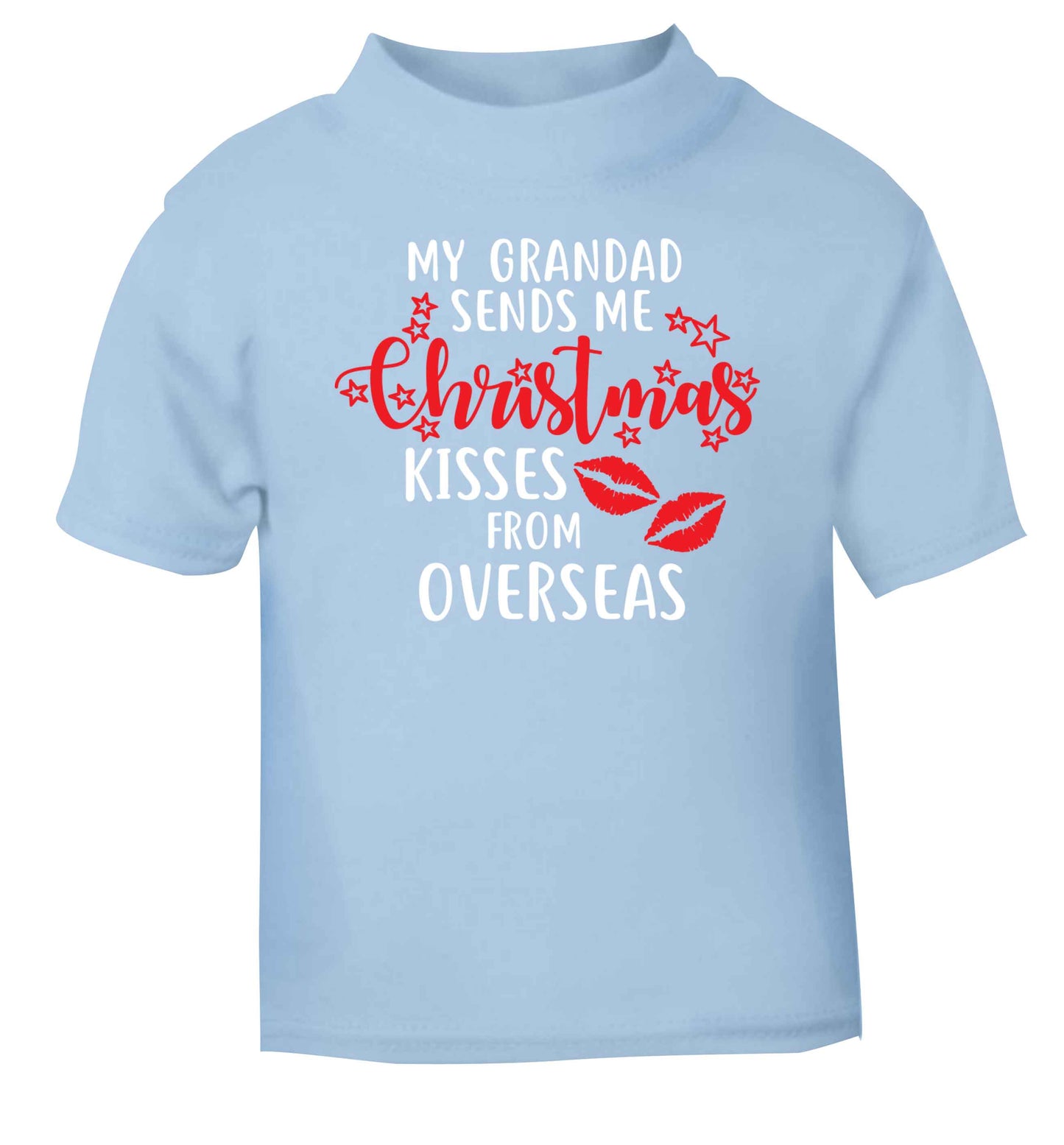 Grandad Christmas Kisses Overseas light blue baby toddler Tshirt 2 Years