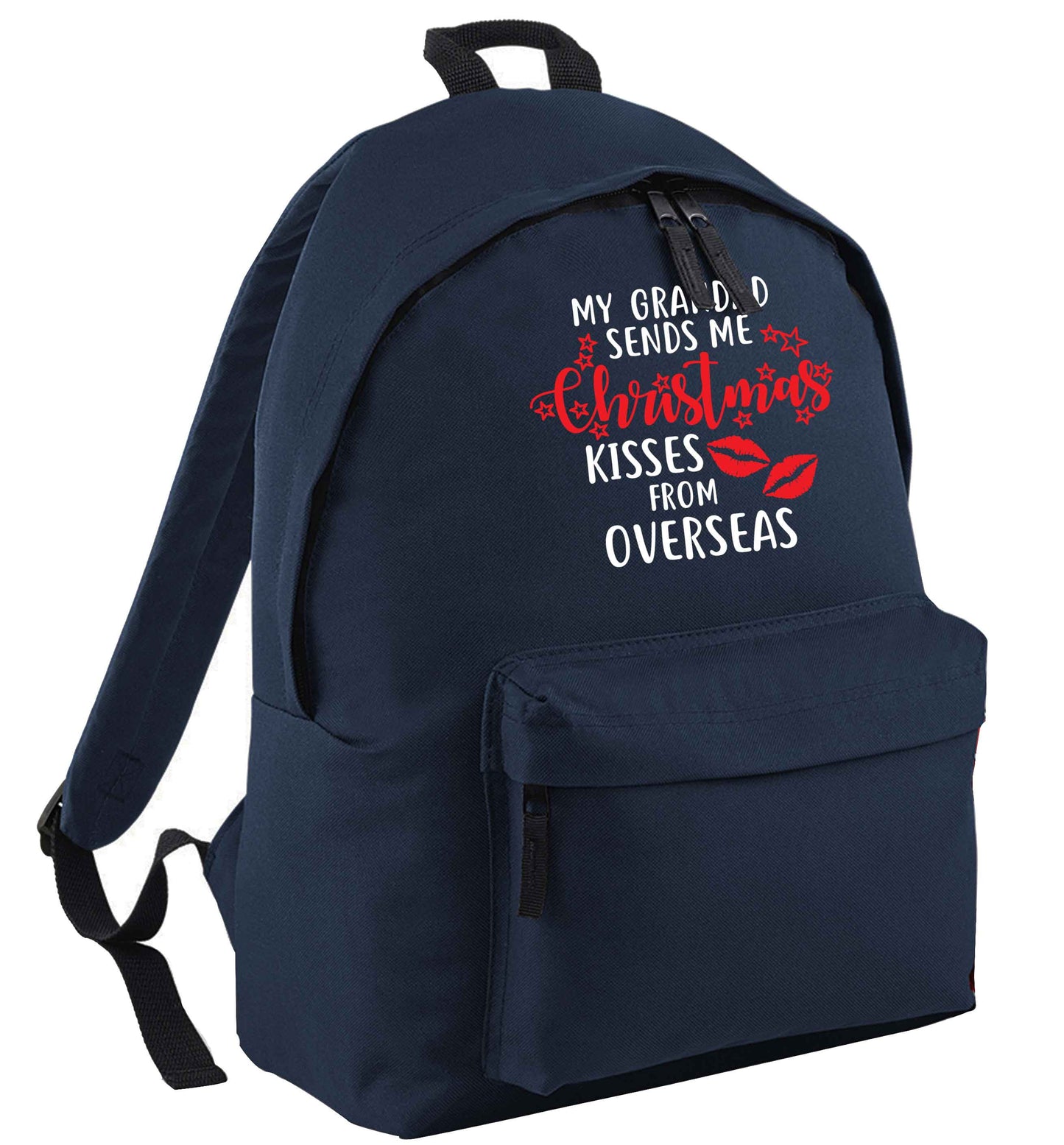 Grandad Christmas Kisses Overseas navy adults backpack