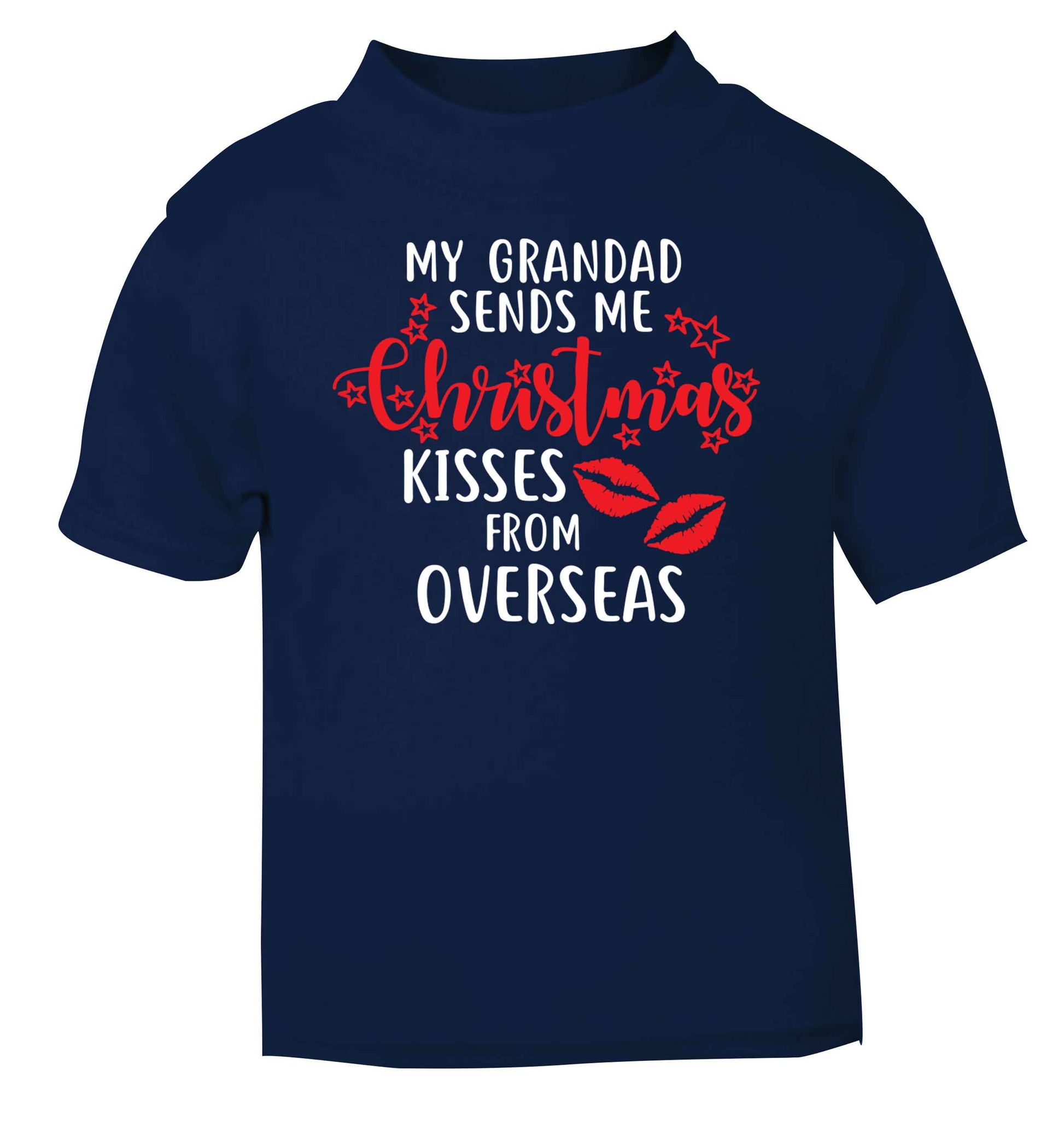 Grandad Christmas Kisses Overseas navy baby toddler Tshirt 2 Years