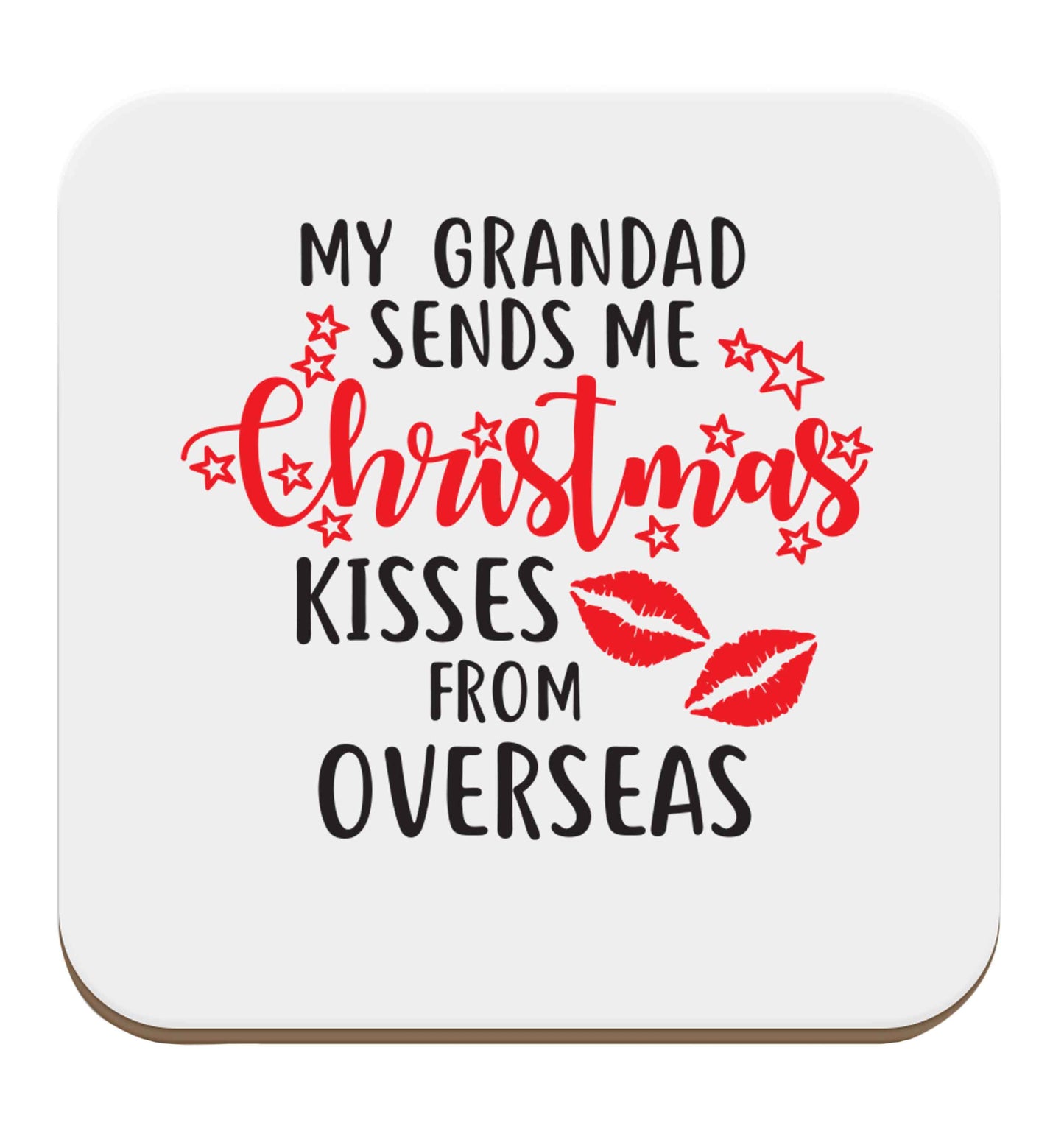Grandad Christmas Kisses Overseas set of four coasters