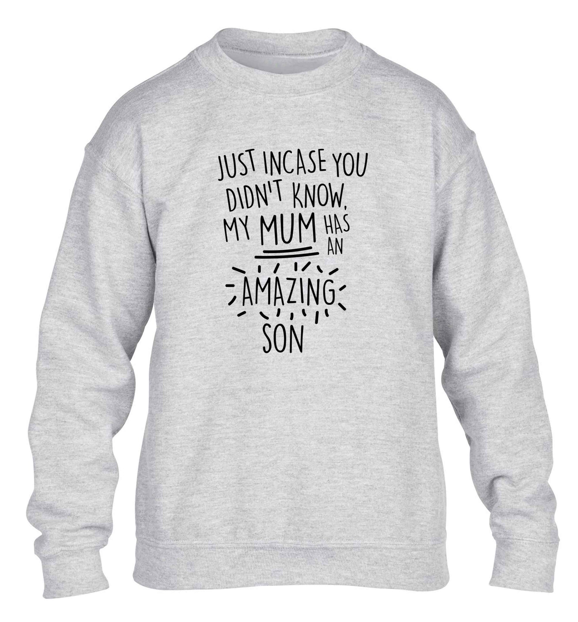 Just incase you didn't know my mum has an amazing son children's grey sweater 12-13 Years