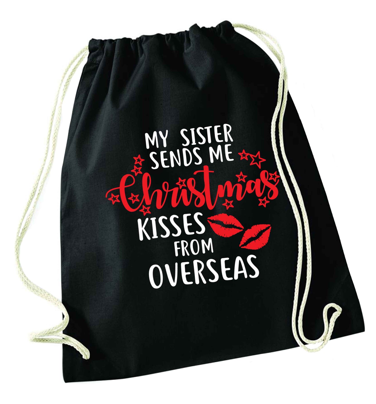 Grandad Christmas Kisses Overseas black drawstring bag
