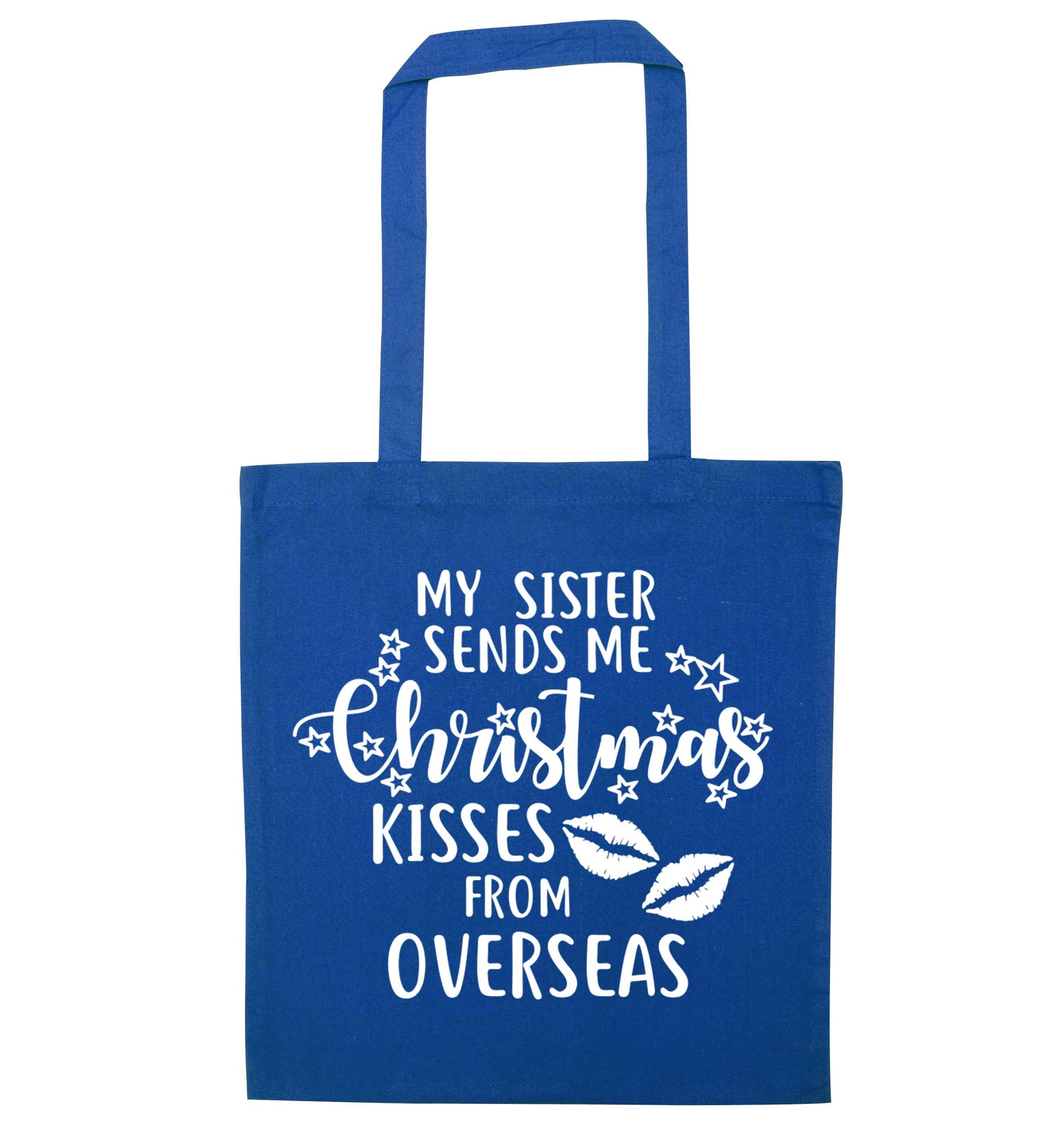 Grandad Christmas Kisses Overseas blue tote bag