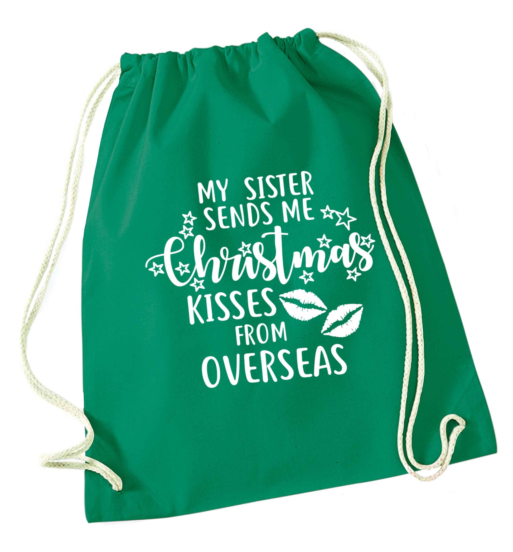 Grandad Christmas Kisses Overseas green drawstring bag