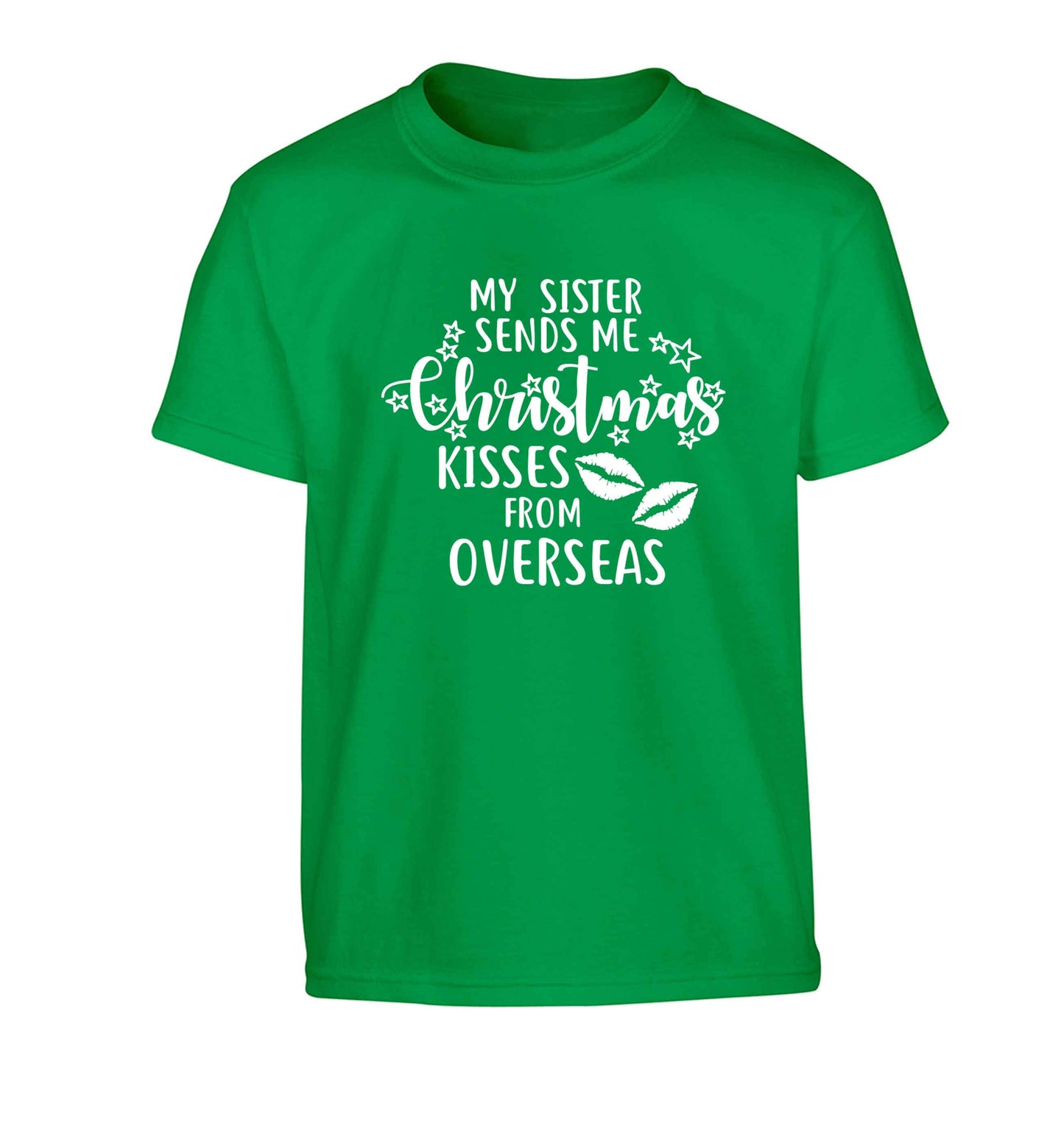 Grandad Christmas Kisses Overseas Children's green Tshirt 12-13 Years