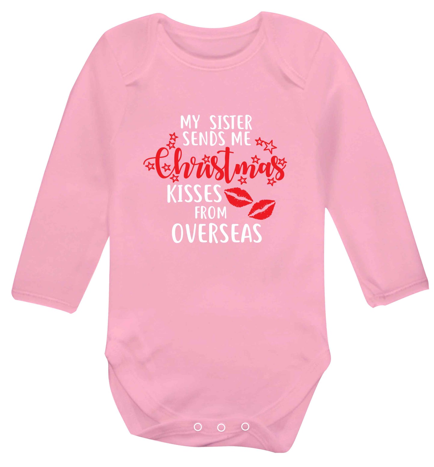 Grandad Christmas Kisses Overseas baby vest long sleeved pale pink 6-12 months