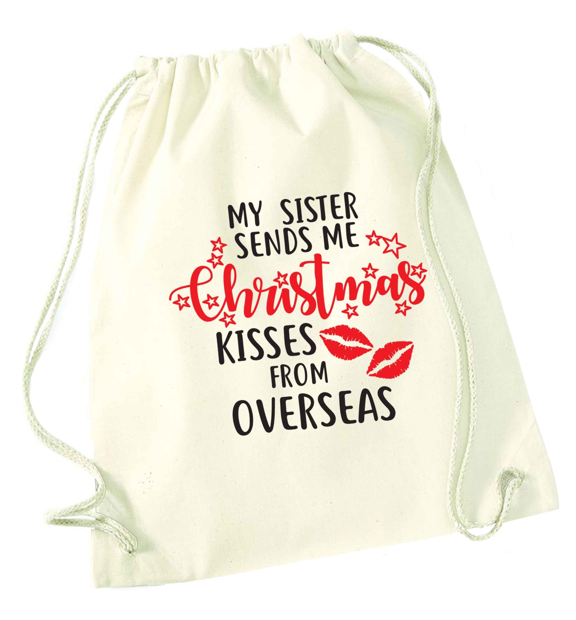 Grandad Christmas Kisses Overseas natural drawstring bag