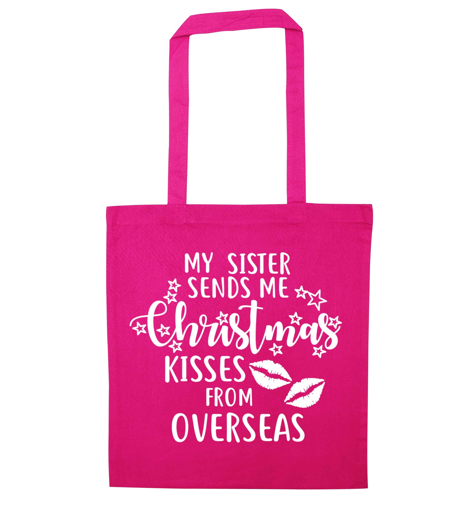 Grandad Christmas Kisses Overseas pink tote bag