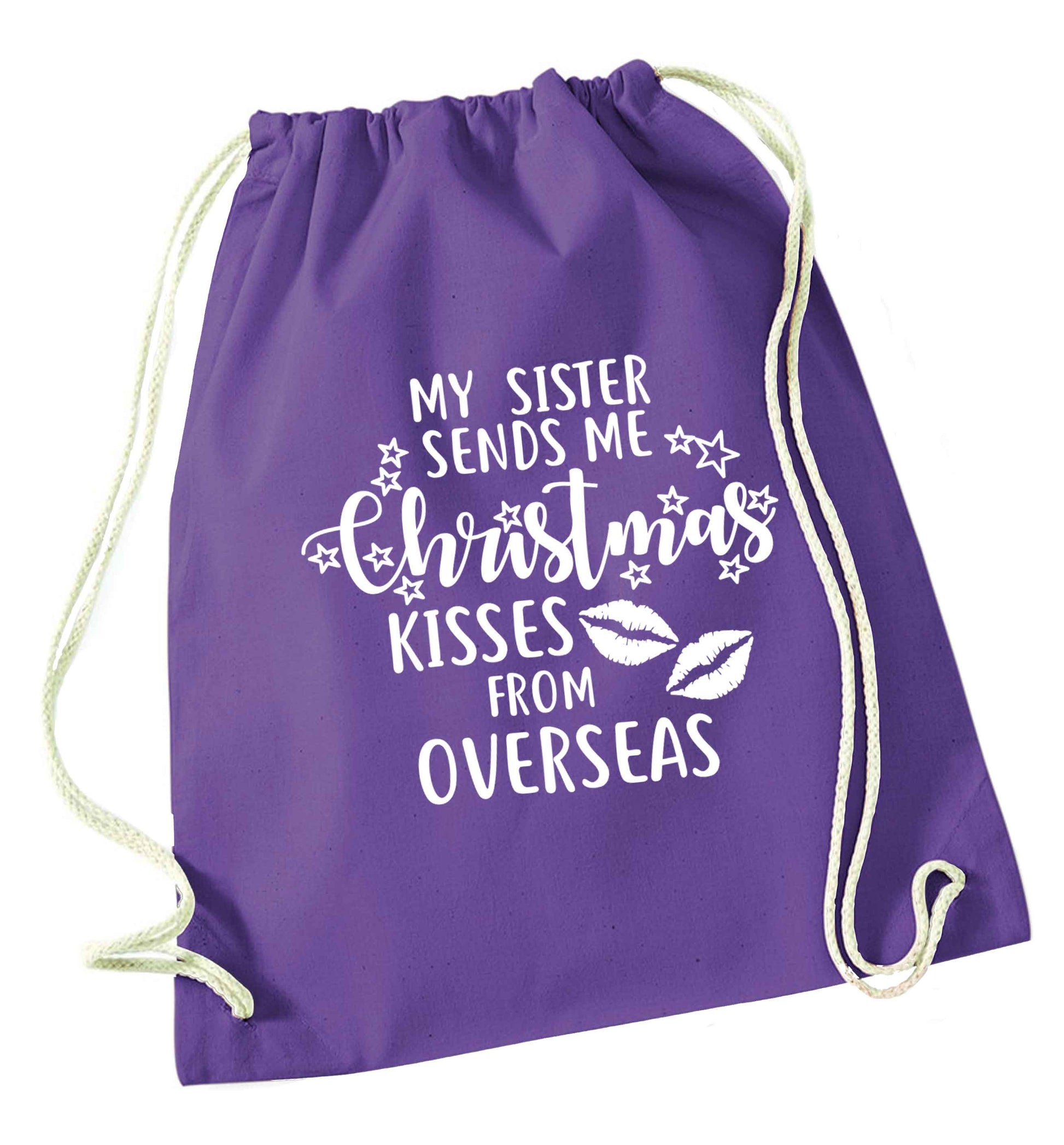 Grandad Christmas Kisses Overseas purple drawstring bag