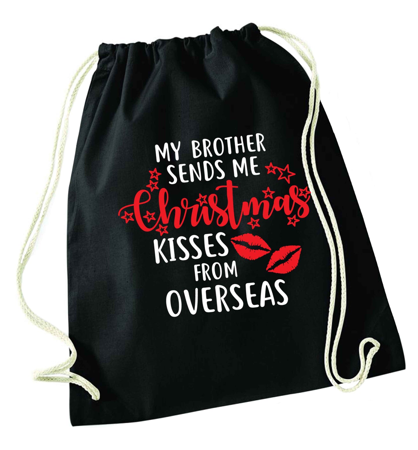 Brother Christmas Kisses Overseas black drawstring bag