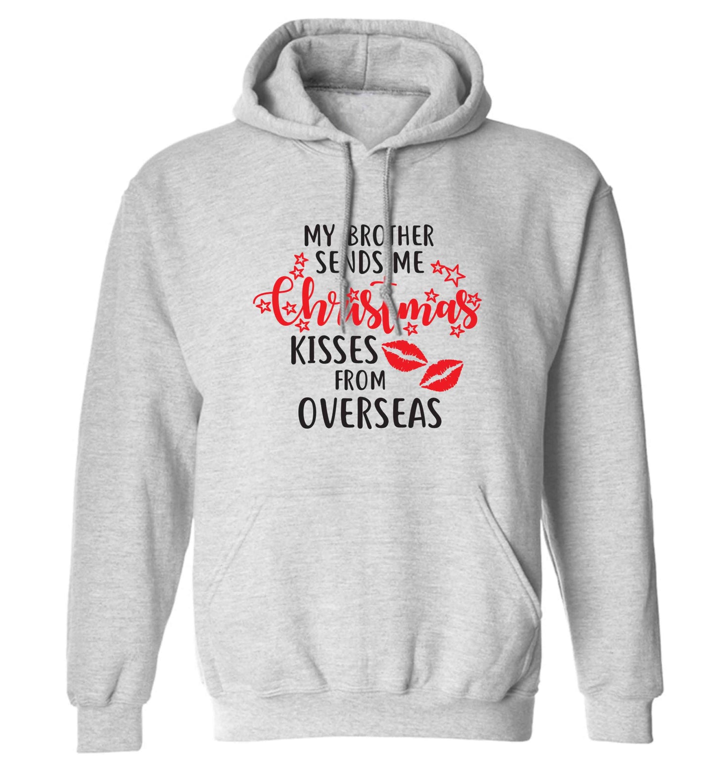 Brother Christmas Kisses Overseas adults unisex grey hoodie 2XL