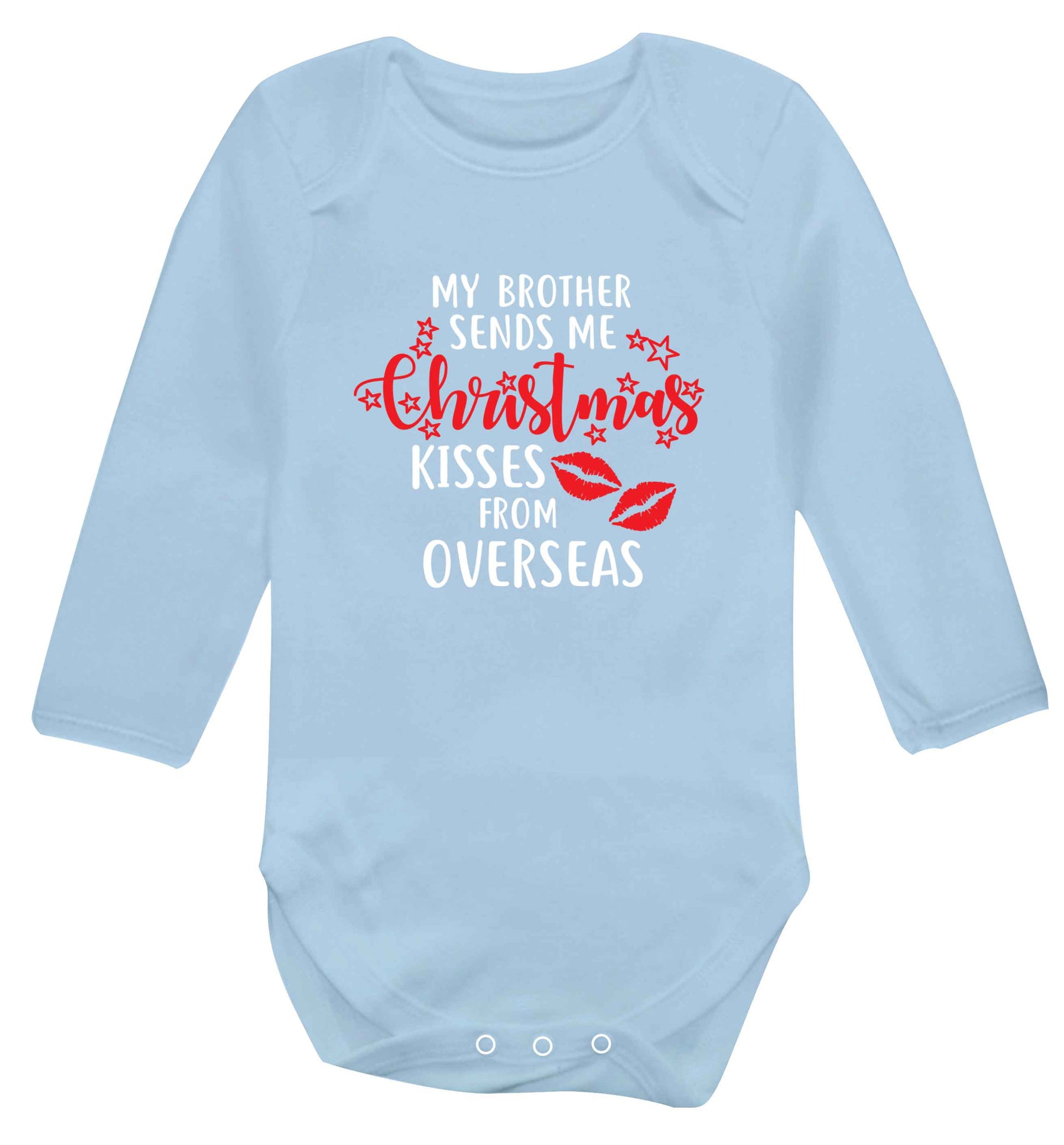 Brother Christmas Kisses Overseas baby vest long sleeved pale blue 6-12 months